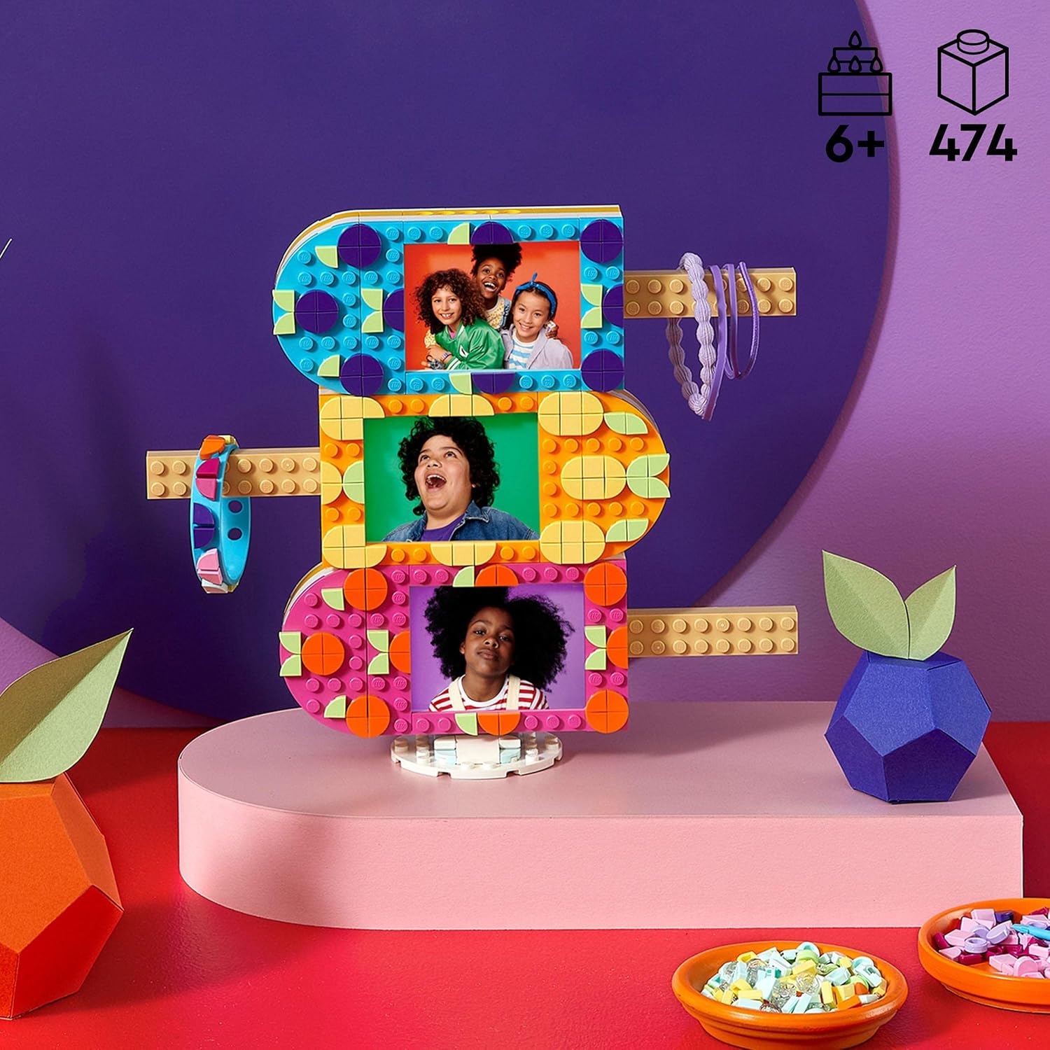 Lego® DOTS Ice Cream Picture Frames & Bracelet 41956 Craft Kit; Customisable Holder for Photos or Jewellery for Ages 6+