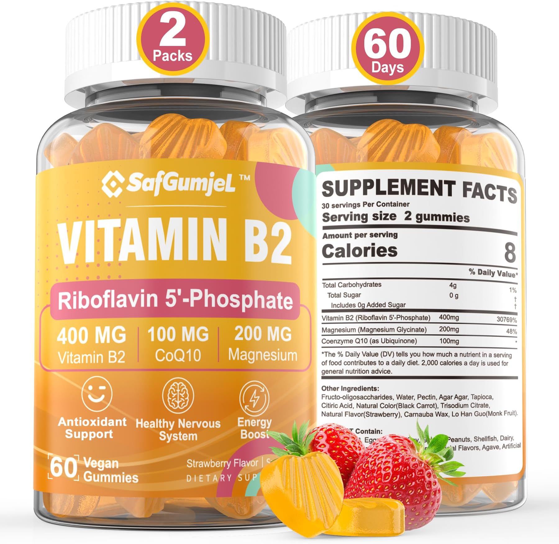 vidabotan Vitamin B2 gummies Riboflavin 400mg with
