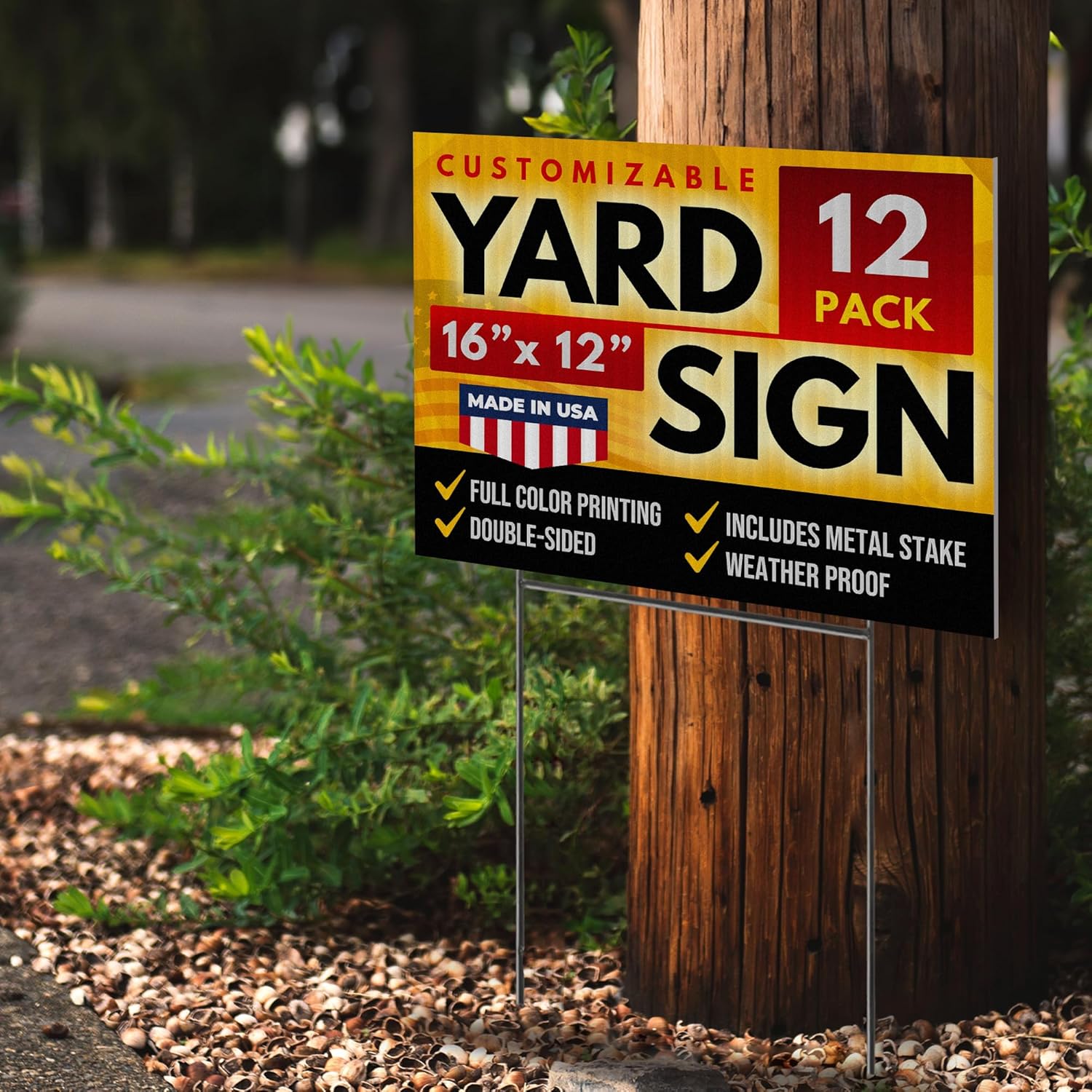 16"x12" Double Sided Custom Yard Signs with Stakes, Personalized Blank Yard Signs for Outdoors, Customized Full Color Corrugated Plastic Signs for Business p (12-Pack)