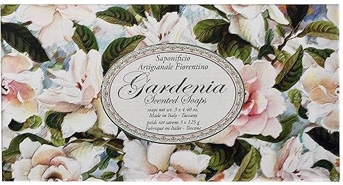 Miniatura 1 de Saponificio Artigianale Fiorentino Juego de 3 barras de jabón de lujo hechas a mano de 4.40 onzas - Gardenia