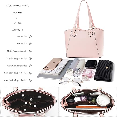 Miniatura 5 de CHICAROUSAL Bolso tote para mujer, bolsos grandes y carteras para mujer, de cuero PU, bolsos de hombro para mujer
