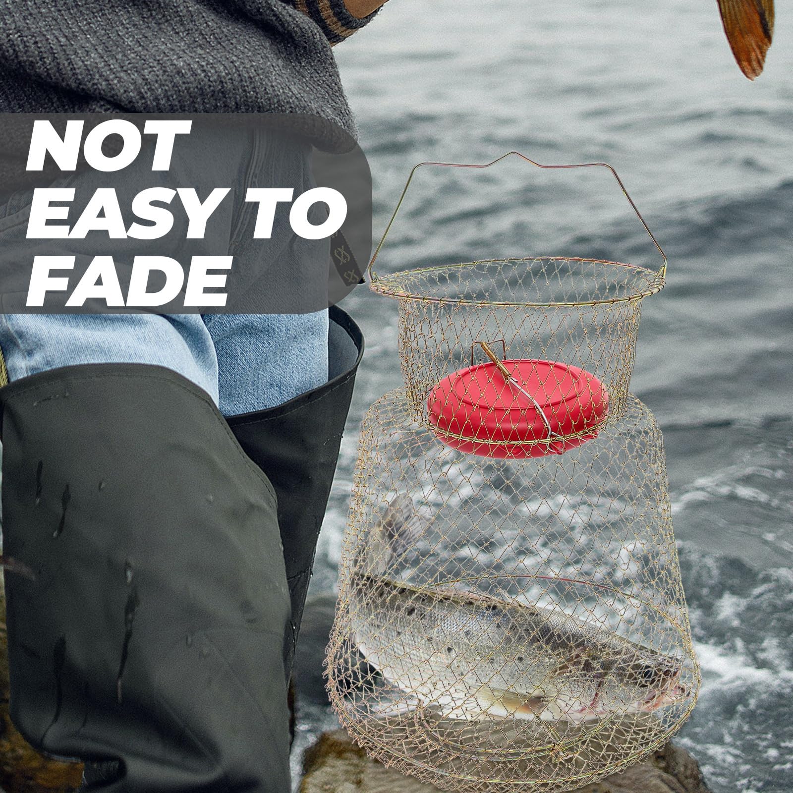 Cestino per Pesca in Ferro con Ciotola Galleggiante, Facile da Trasportare e Utilizzare, Trappola per Pesci Resistente e Accessorio Indispensabile la Pesca