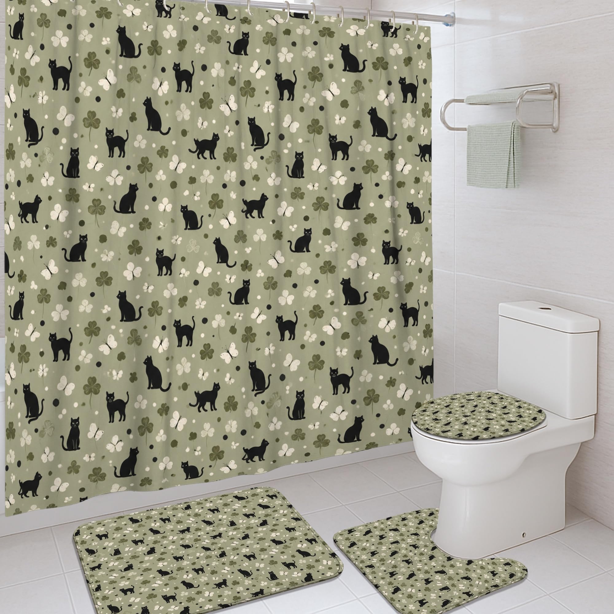 Rideau de douche polyester imperméable 183x183 avec tapis de bain