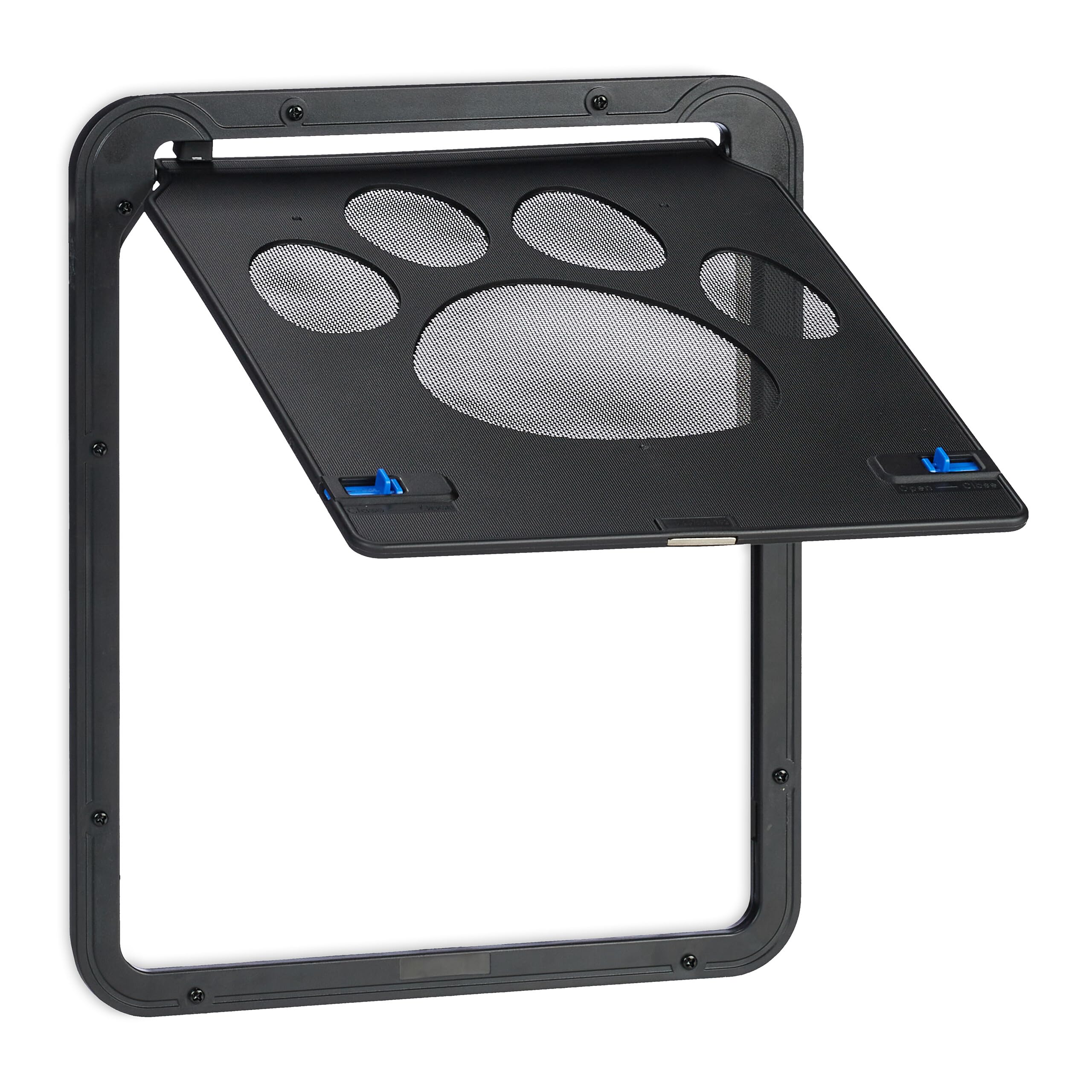 Relaxdays Gatera para Mosquitera, Gatos y Perros Pequeños, 29 x 24 cm, Imán, Puerta para Mascotas Automática, Negro, 60% plástico 40% Nylon