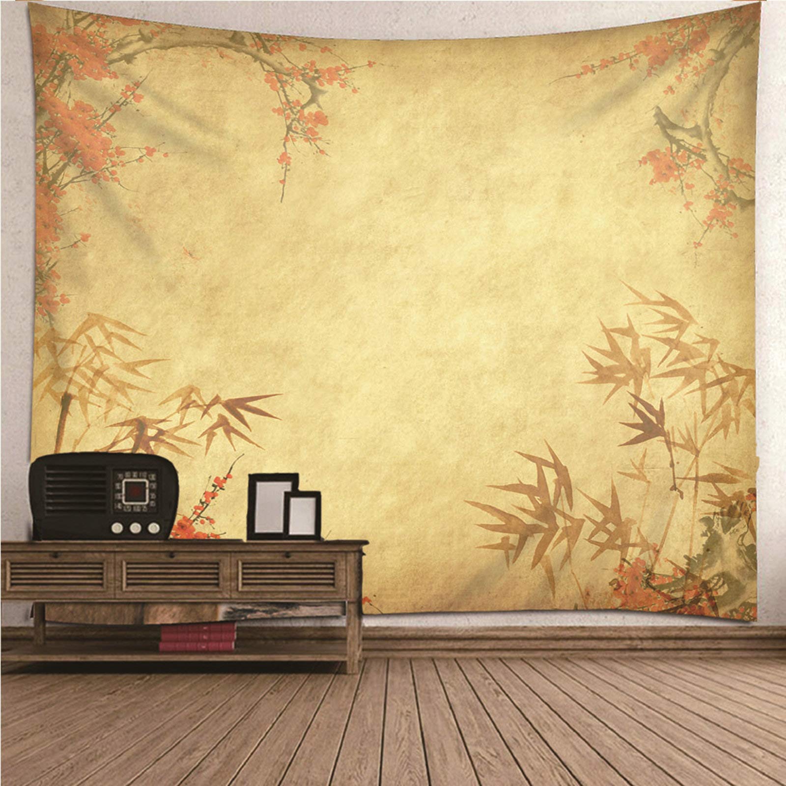Tapiz de pared KnSam de poliéster resistente con diseño floral amarillo