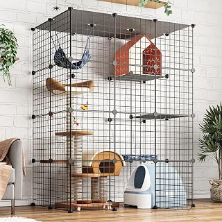 Oneluck 4-Tier 55 Inch Extra Large DIY Cat Playpen Cage - Detachable Metal Kennel for 1-2 Cats, Customizable Exercise Enclosure