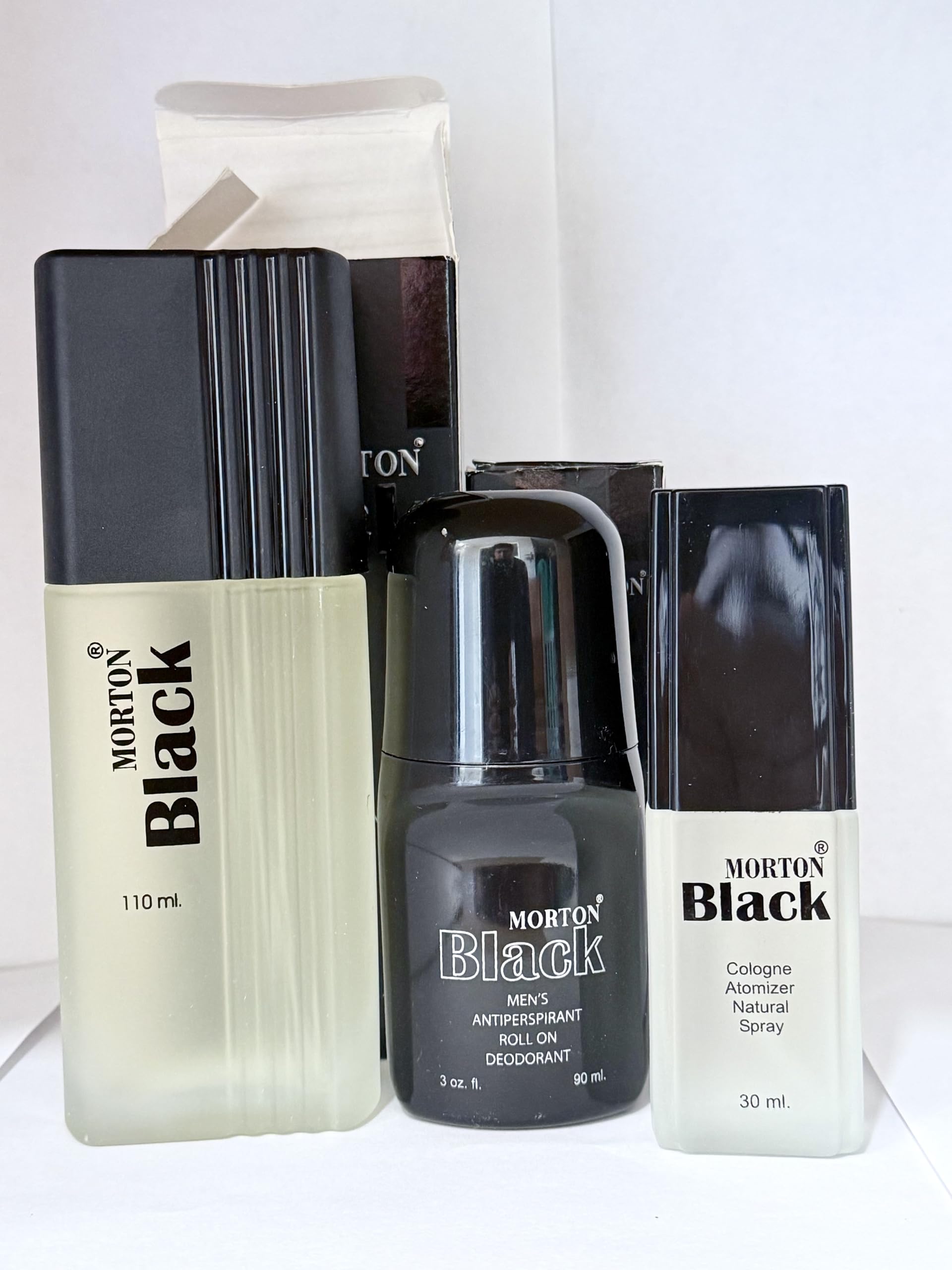 Morton Black Men's Fragrance Set, Cologne 110ml, Antiperspirant Roll-On 90ml, Natural Spray 30ml