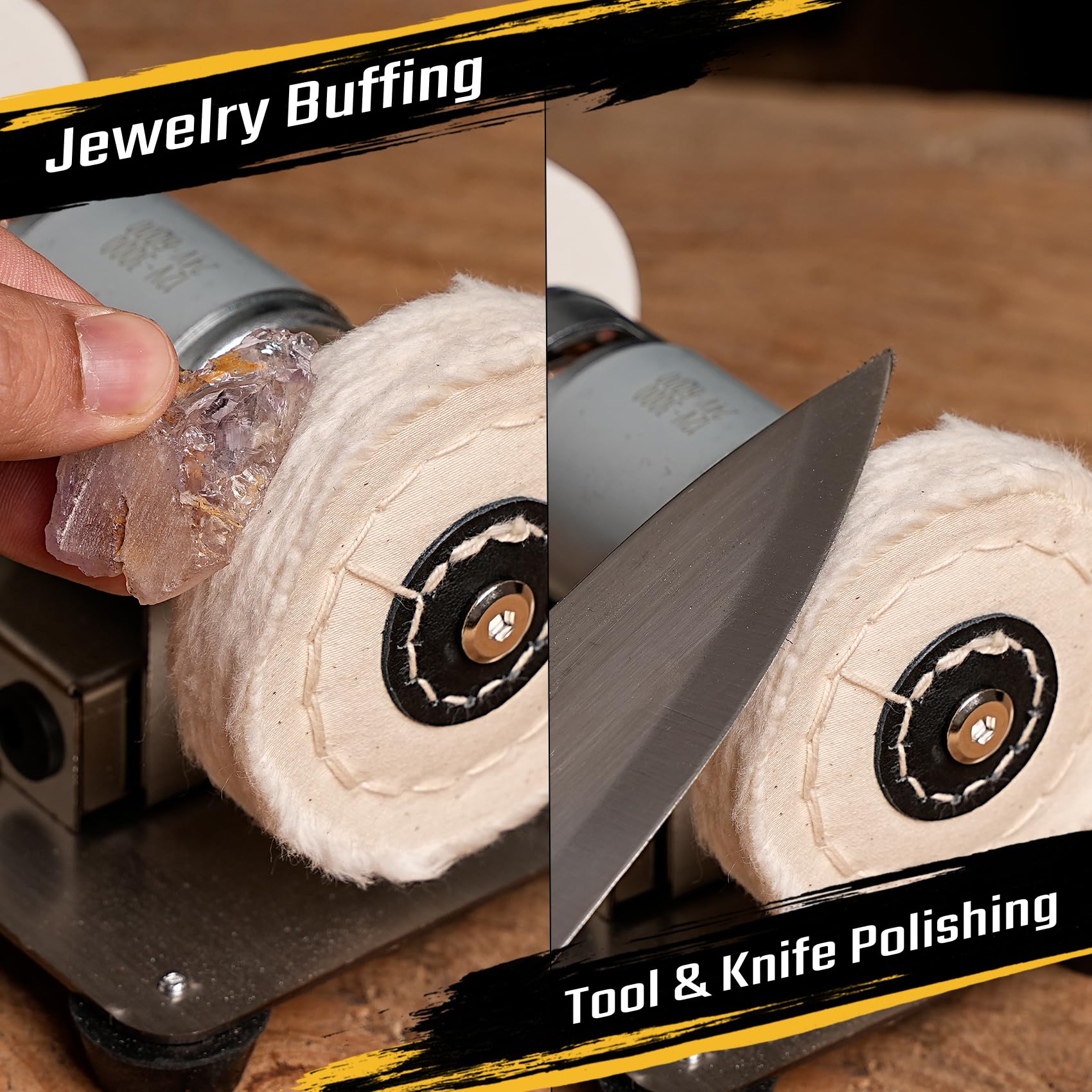 Mini Bench Grinder - 3 Wheels for Jewelry & More -7
