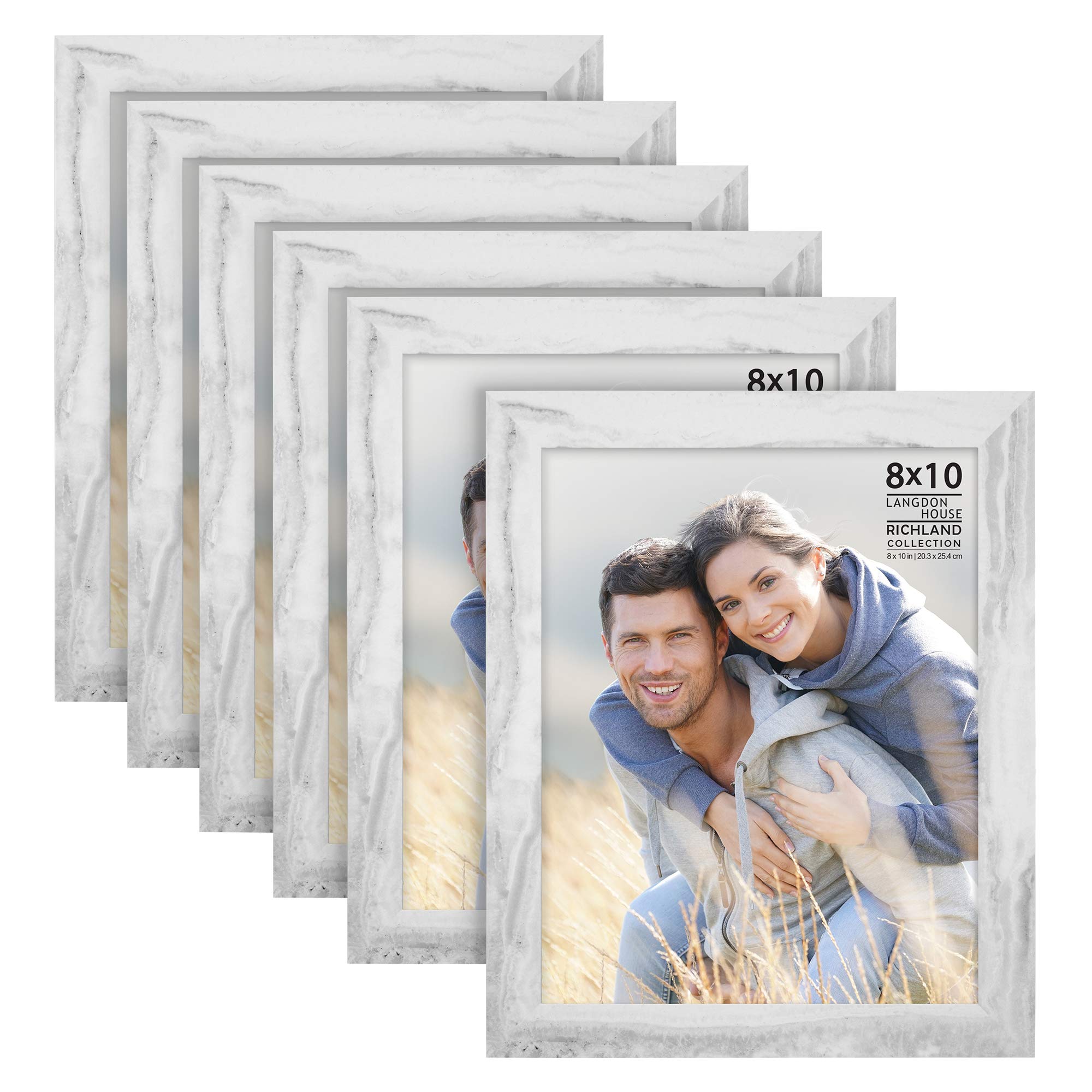 Langdon House 8x10 Picture Frames (Marble White, 6 Pack) Timeless Style, Richland Collection