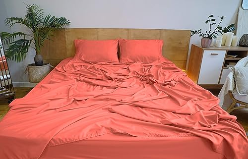 Miniatura 2 de Mezzati Colección Prestige 1800 - Juego de sábanas de lujo, suave y cómoda, de microfibra cepillada, Microfibra, Anaranjado Oxidado, Completo