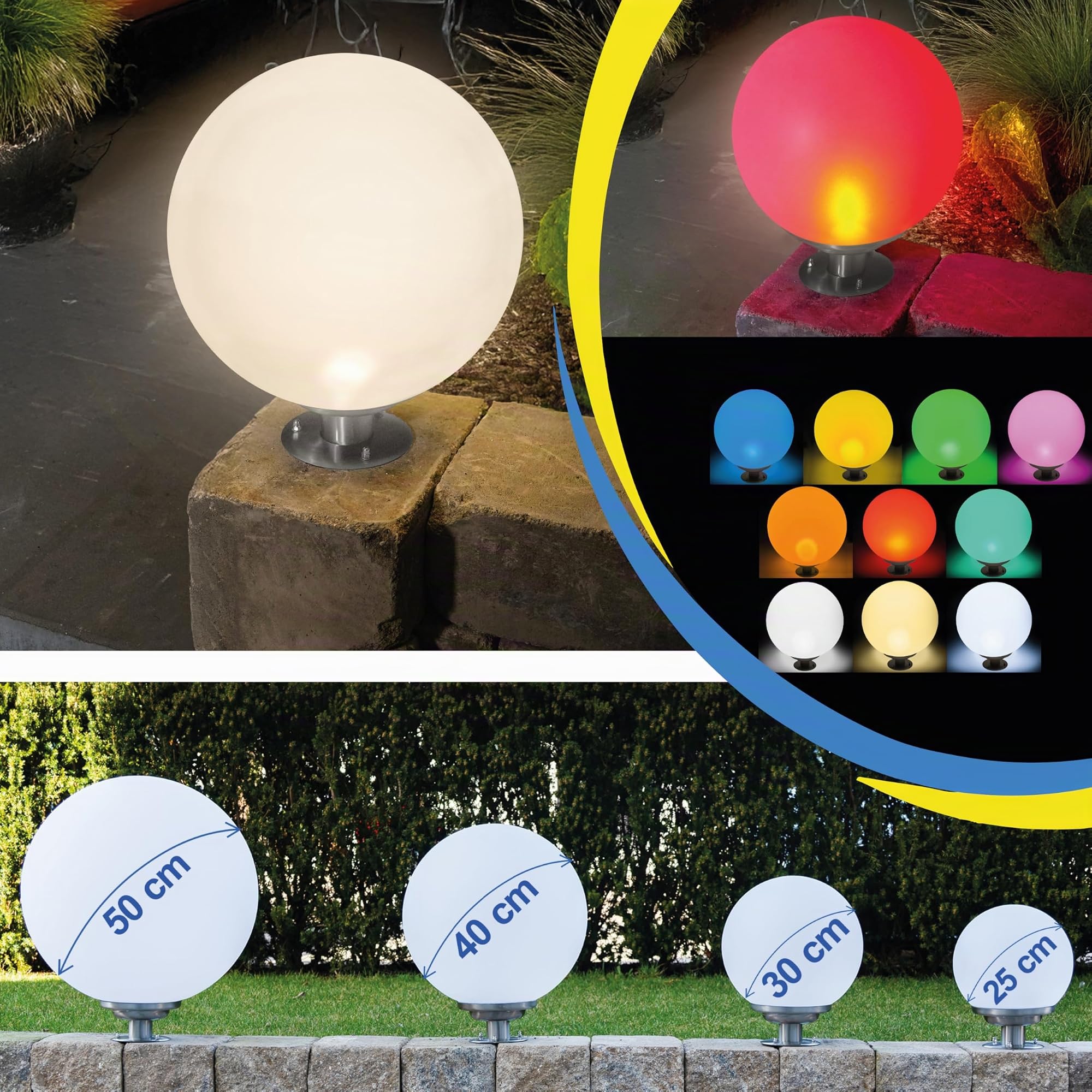 Esotec Solar Leuchtkugel Solarkugel Garten Liana 30 Edelstahlfuß 102663