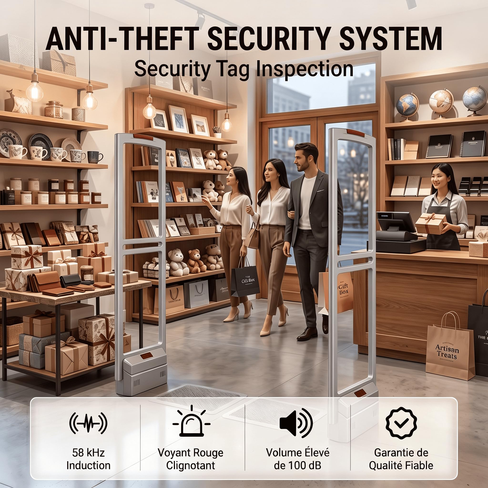 Sistema de Puerta de Seguridad antirrobo EAS con un avanzado de Control DSP | Amplio rango de detección, fácil instalación, accesorios completos, pantalla digital,alarmas instantáneas