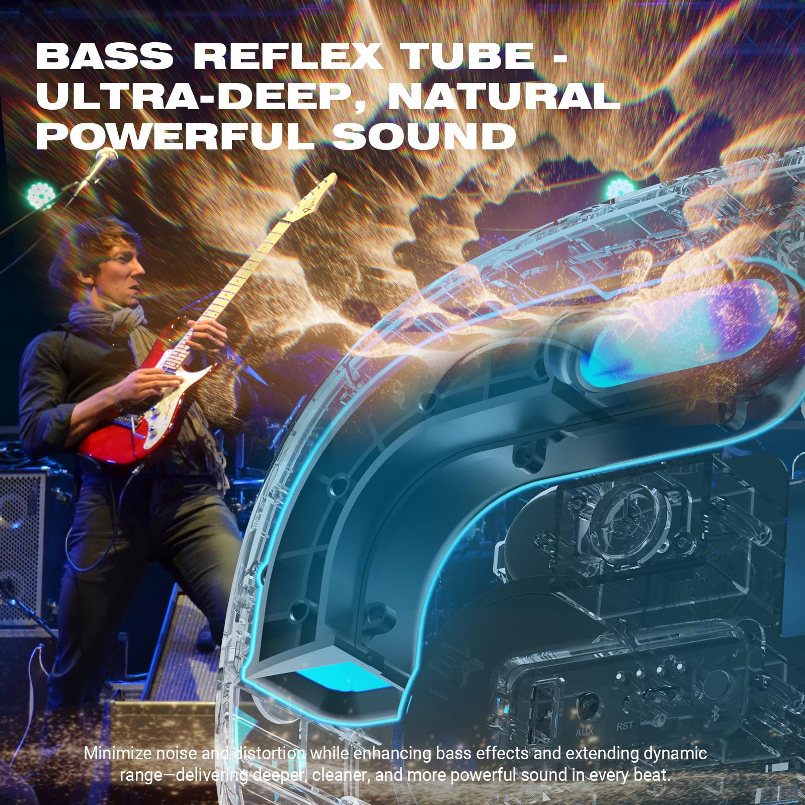 W-KING Altavoz Bluetooth Portatil Potente, 96W Pico Punchy Bass, Enormes Altavoces Inalámbricos Portátiles Con 2 Subwoofers, Graves Potentes, Carga Rápida, BT5.4, Disco USB, AUX, LED