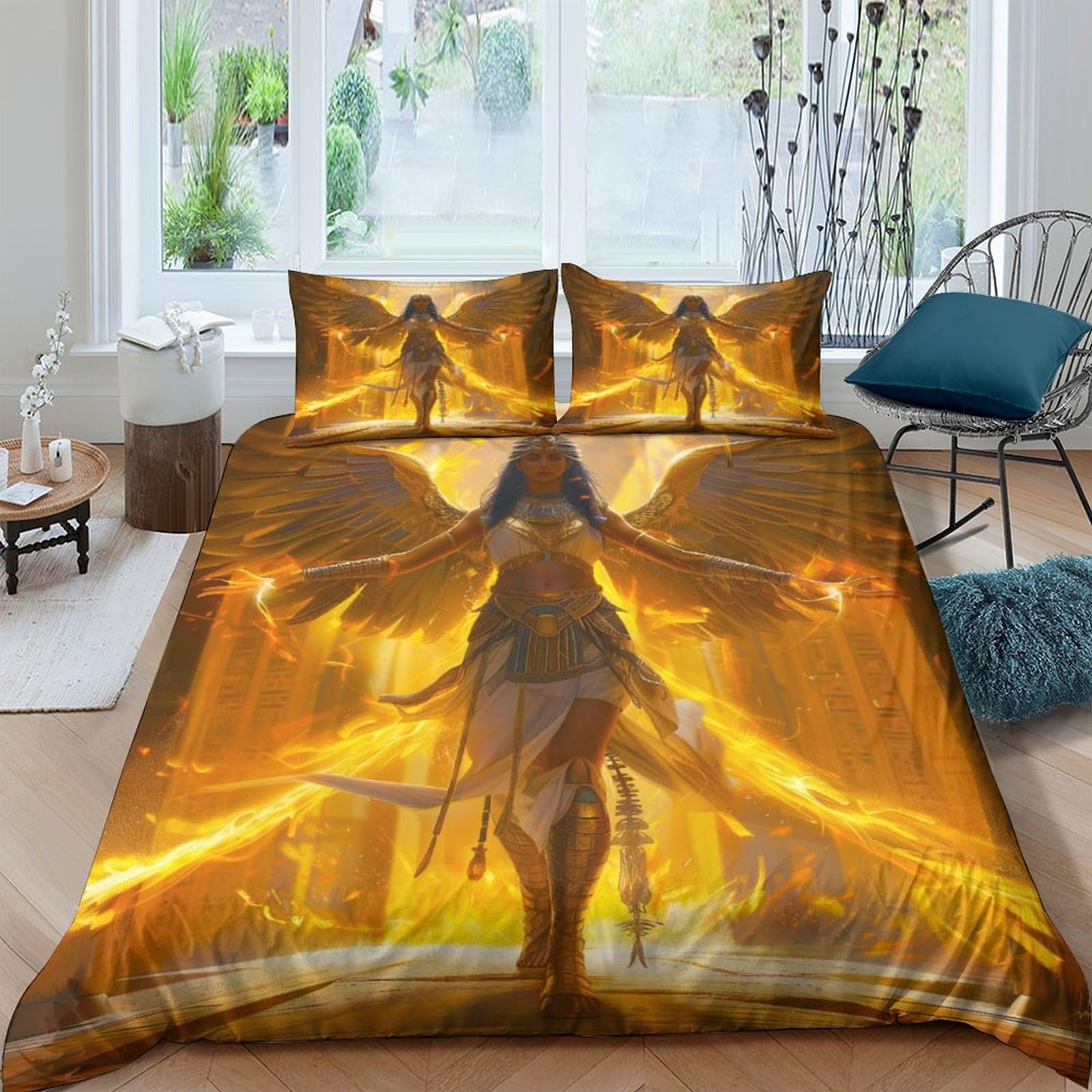 RIAVBAODG Goddess Isis 3D Printed Duvet Cover Set Egyptian Goddess Bedroom Dorm Decor Bedding Set Soft Lightweight For Child Teens Youth Man with Pillowcase King（220x240cm）