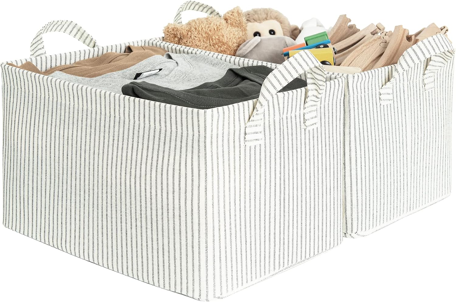 StorageWorks Storage Bins For Shelves With Metal Frame, Fabric Storage Bins, Nature and Gray, 2-Pack