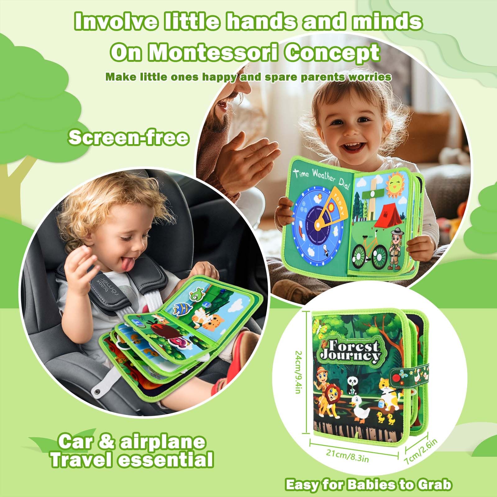 Busy Board Montessori 1 Anno, Quiet Book Sensoriale Educativo Feltro Valigetta Giochi Montessori 1 2 3 Anni, Giochi Libro Interattivo Tavolo Pannello attività Didattici Regalo Bimbo