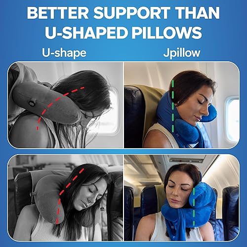 Miniatura 4 de JPillow - Almohada de viaje para aviones, un poco voluminosa, cara y tarda un par de minutos en dominar, pero apoya tu cabeza y cuello en un lujo