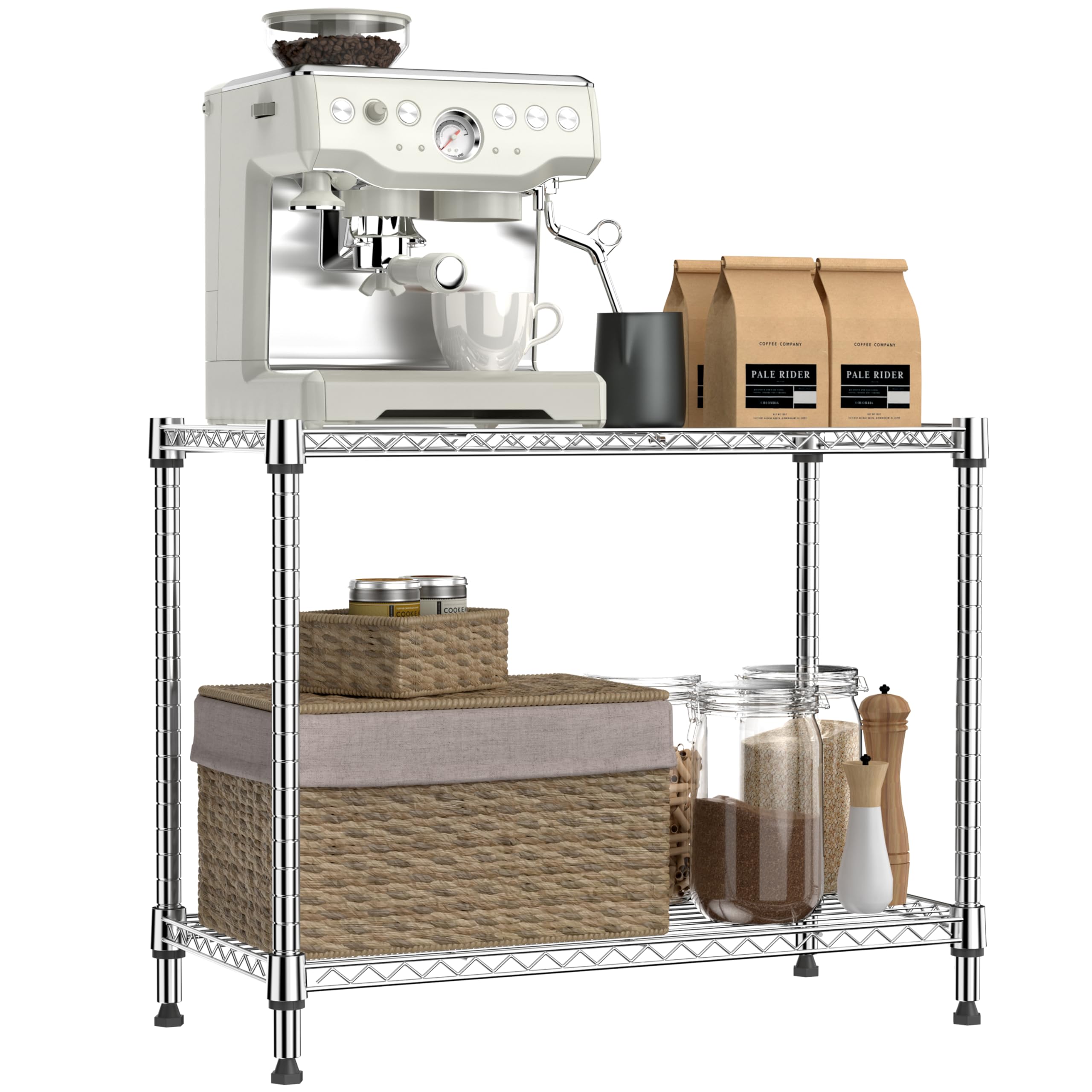 IZEUK 2-Tier Adjustable Metal Shelving Unit