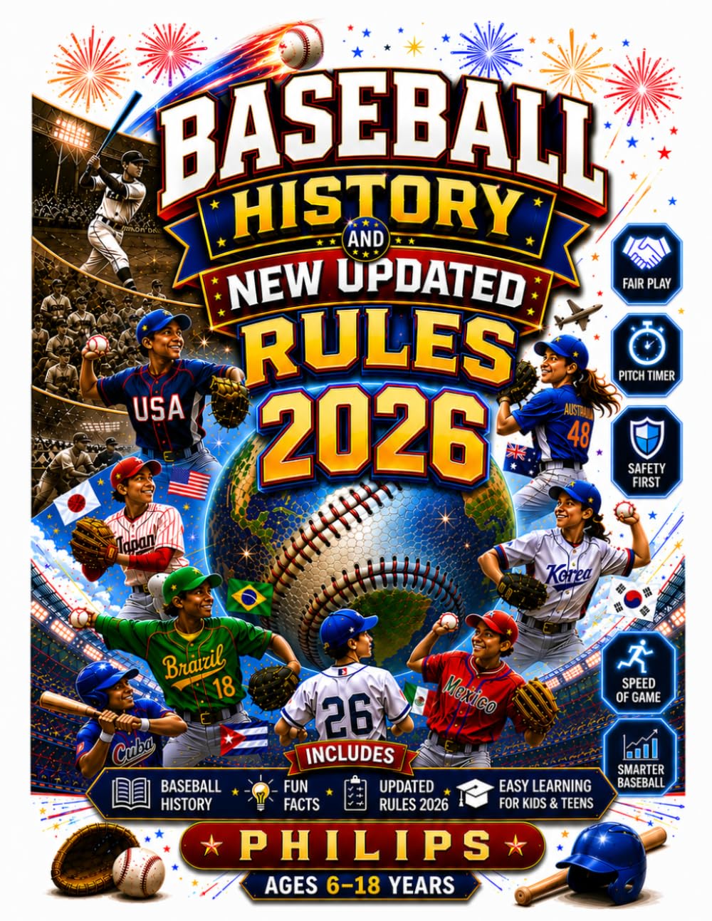 BASEBALL HISTORY AND NEW UPDATED RULES 2026: Help baseball fans understand the updated 2026 rules through a unique, unbeatable, colorful presentation, ... and understanding the game better way