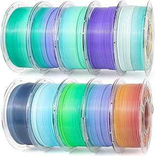 IEMAI PETG Filament 1.75mm 10Kg Set, High Speed Durchscheinend Gradient Regenbogen 3D Drucker Filament, Maßgenauigkeit +/- 0,02 mm