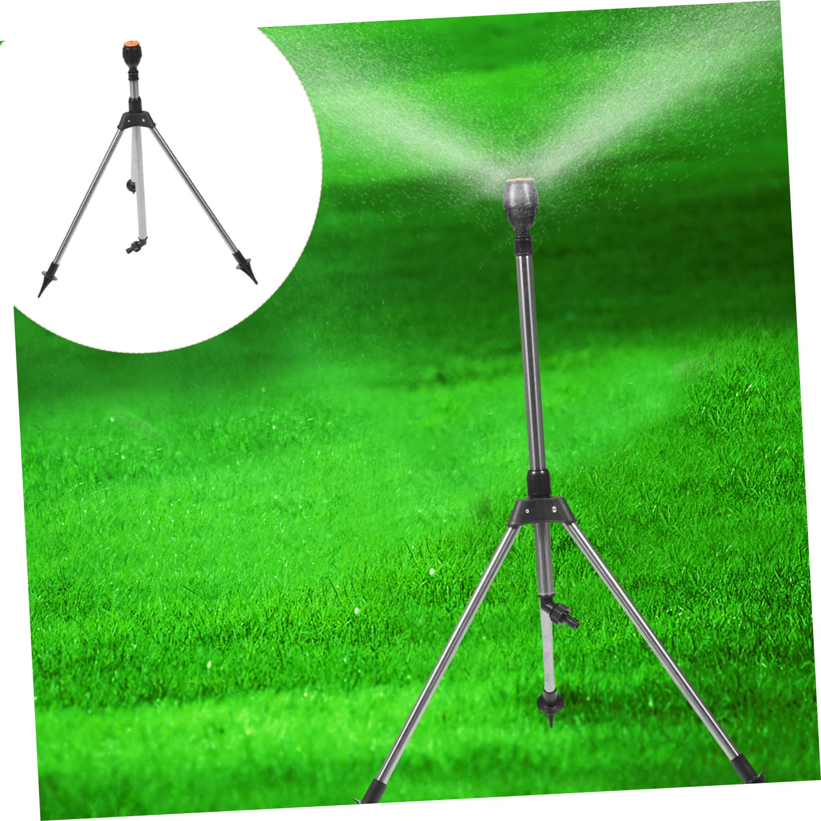 Mikikit Arroseur Rotatif à Buse Unique pour Jardin sur Trépied Extensible – Irrigation Pelouse Automatique 360 Degrés – Arroseur d'eau Réglable Solide Et Système D'arrosage Extérieur