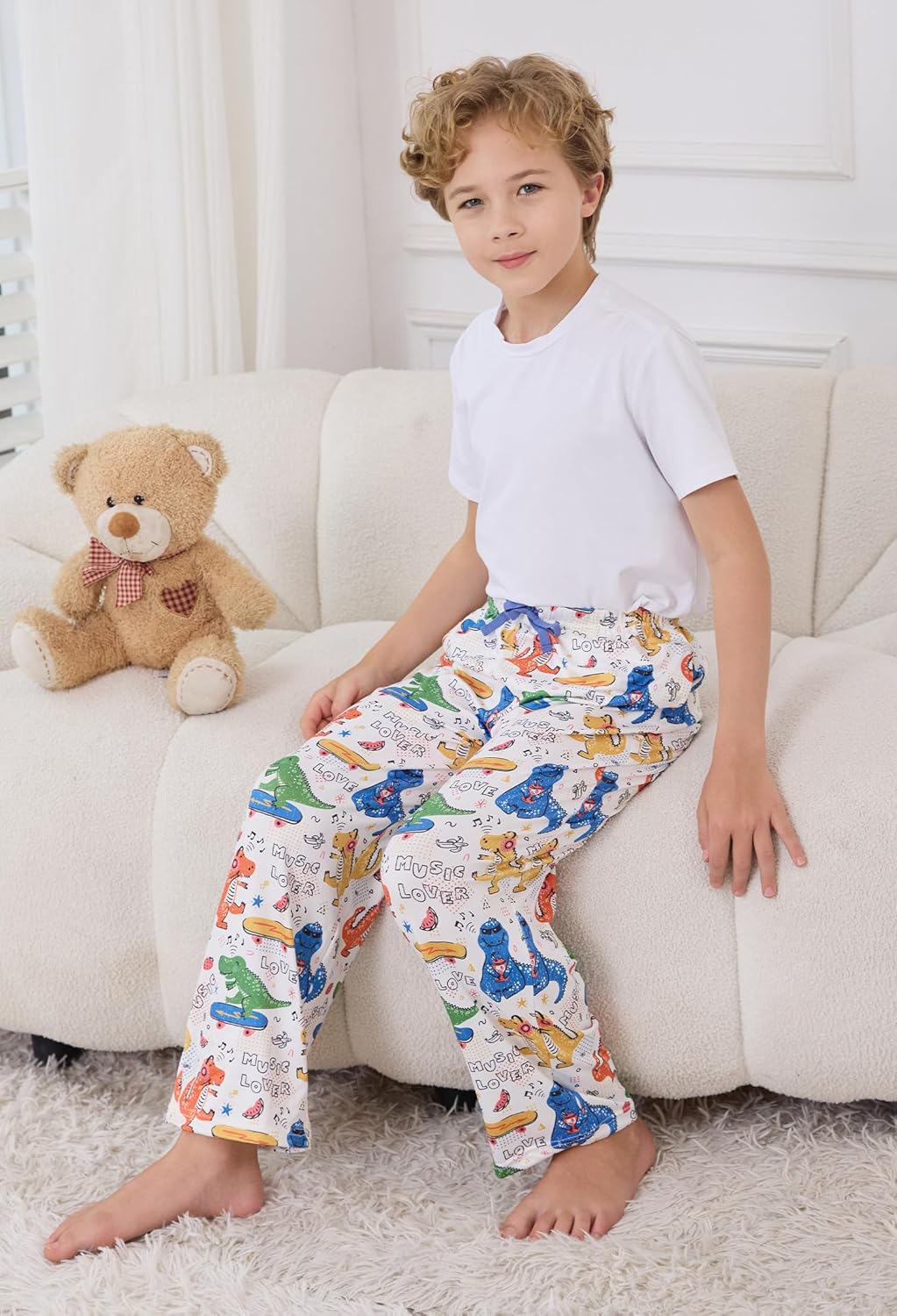 Boys Cartoon Pajama Pants 3 Pack Soft Sleep Pants, Elastic Waist Drawstring Pj Bottoms for Boys with Pockets - Image 4