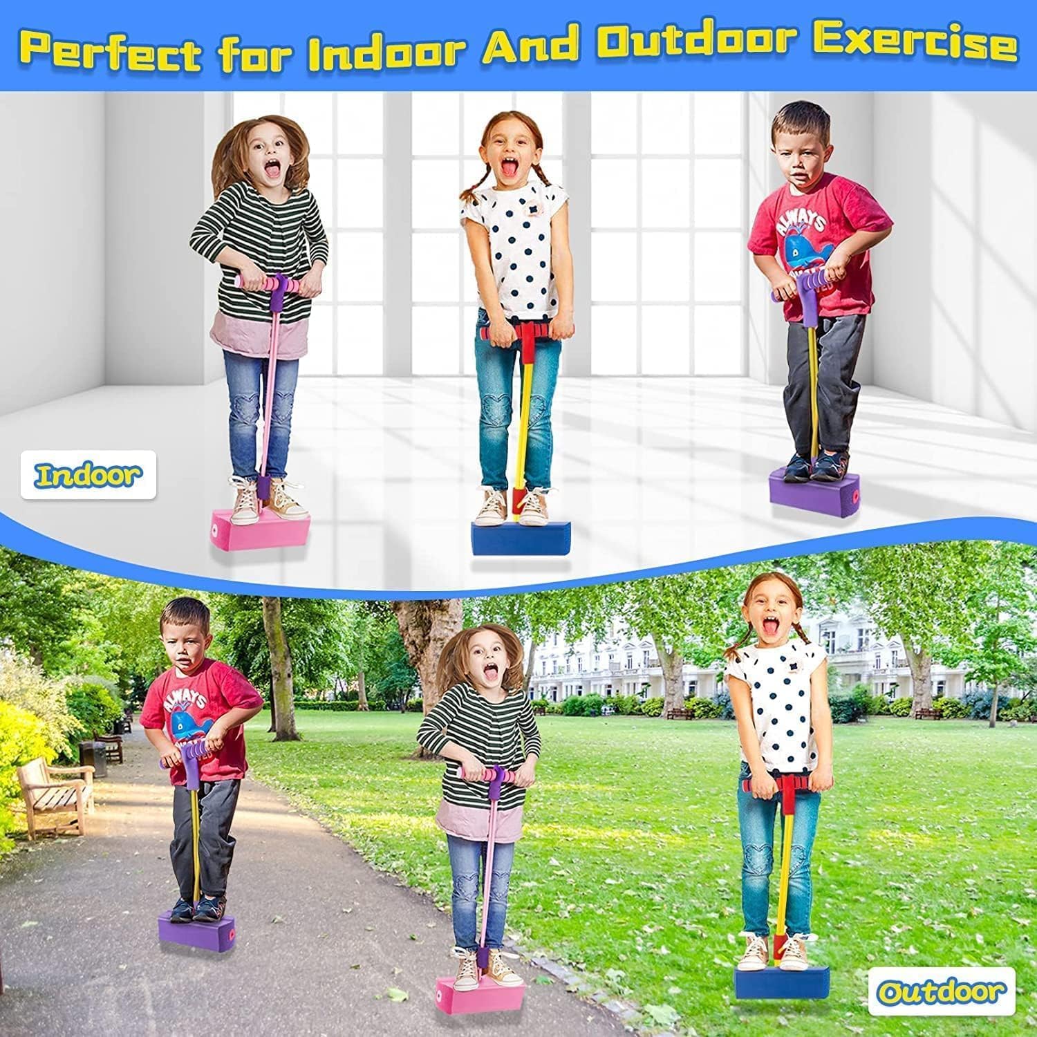 VANIBHA Gifts for 3-12 Year Old Boys Girls, Foam Pogo Jumper for Kids Fun Toys for Kids 5-7 Pogo Stick for Kids Cool Toys for Autistic Fun Sports Games for Kids Christmas 2020 Presents for Girls ,PINK 4