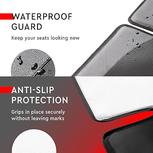 Miniatura 7 de Helteko Protector de asiento de automóvil, paquete de 2 fundas de asiento de automóvil para niños con acolchado más grueso, Oxford 600D, tela Negro