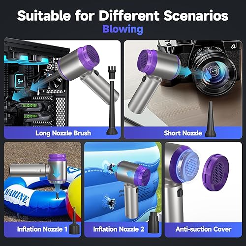 Miniatura 3 de Aspiradora portátil inalámbrica para automóvil, 22000 PA, aspiradora de mano de alta potencia con motor sin escobillas, 11 en 1, mini aspiradora de