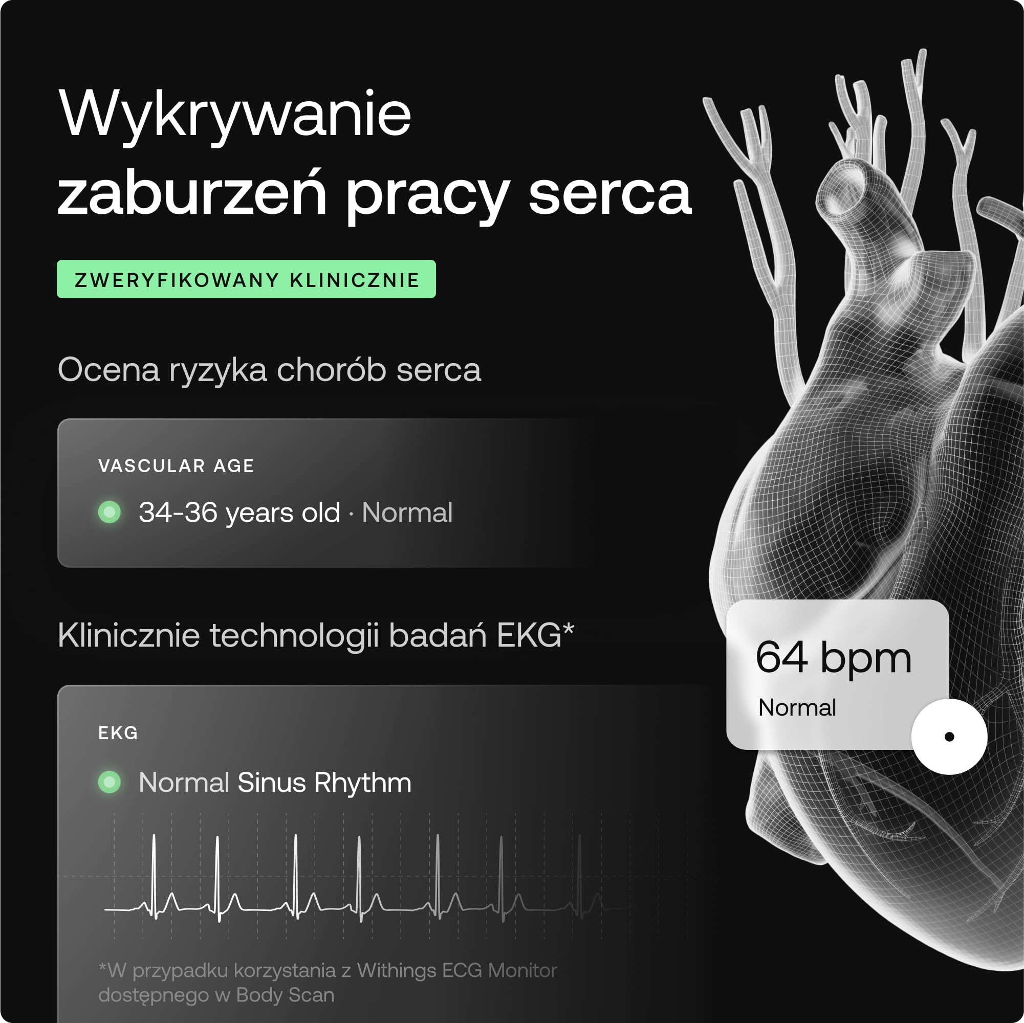 WITHINGS Body Scan – waga sieciowa WLAN do poprawy zdrowia, waga osobowa BIA, analiza składu ciała, tkanki tłuszczowej, masy mięśniowej, zawartości wody, elektrokardiogramu, czarna