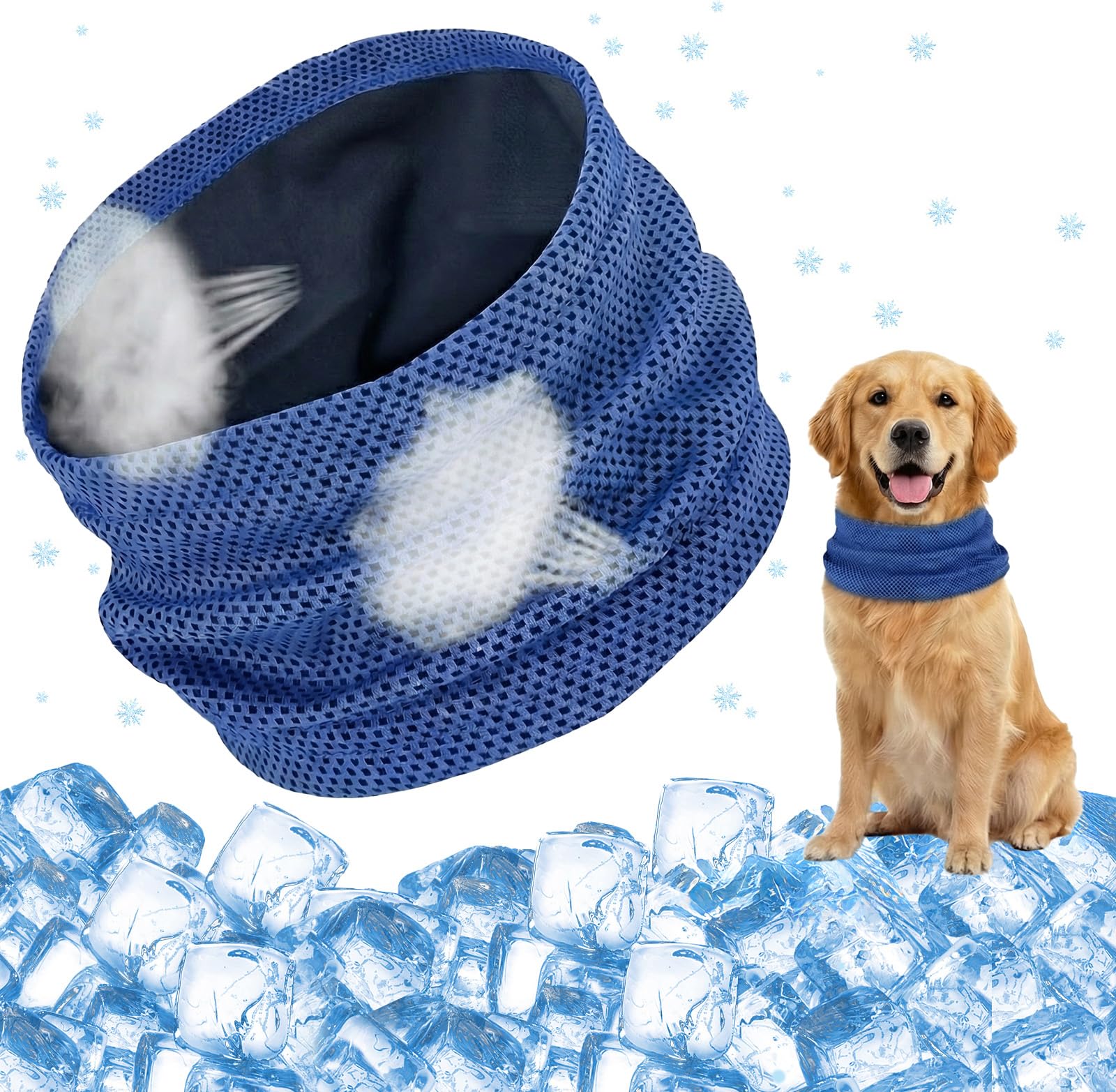 Bandana Rinfrescante per Cani, Collare di Raffreddamento per Cani, Collare Rinfrescante per Cani, Bandana Rinfrescante per Animali Domestici, Riutilizzabile, per Animali in Estate 55 x 16 CM