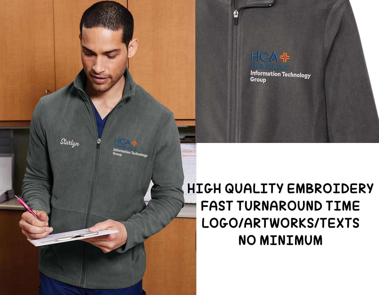 INK STITCH Men F151 Custom Embroidery Design Your Own Logo Texts Accord Microfleece Jackets
