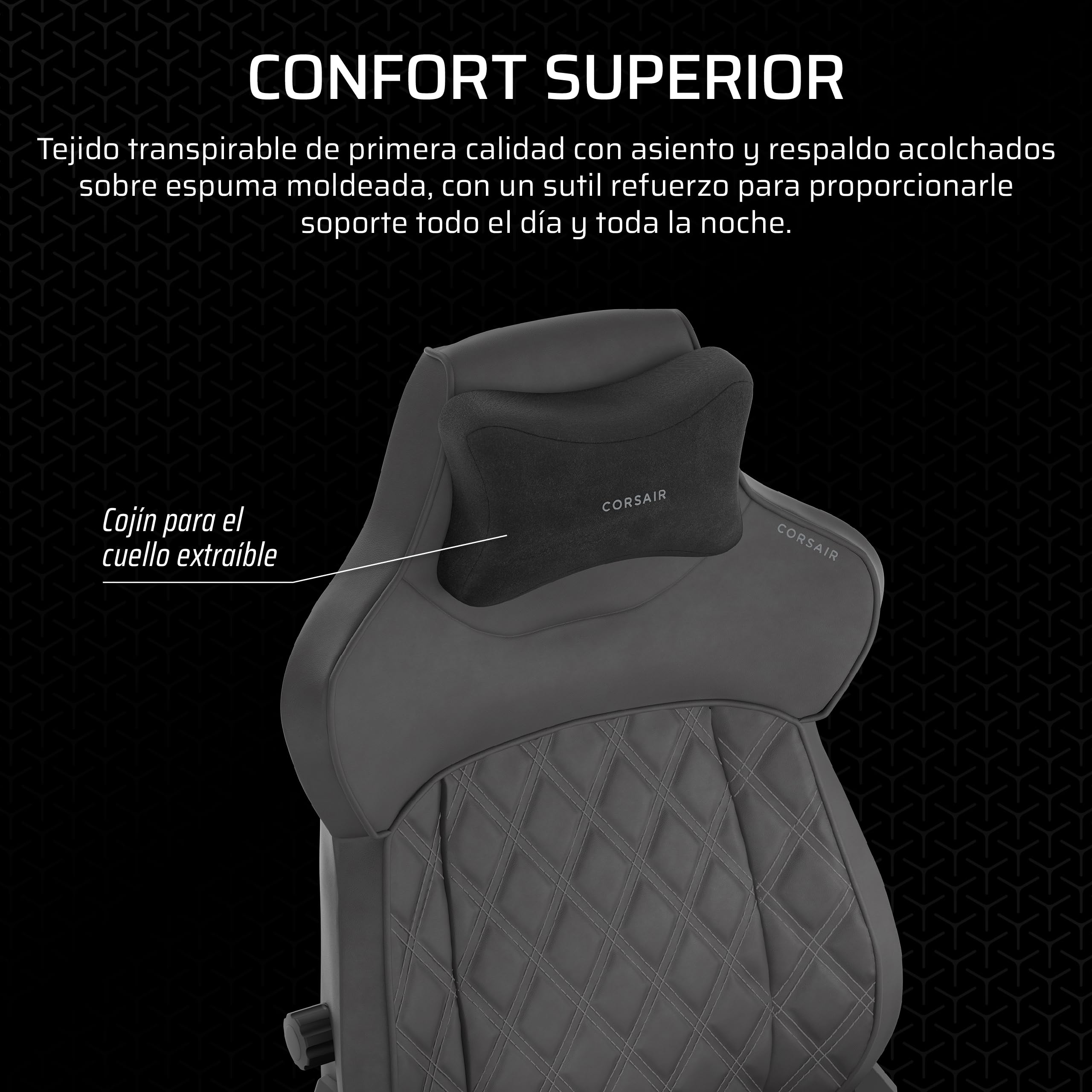 Corsair TC500 Luxe Silla para Juegos – Tejido Transpirable Premium – Asientos Anchos – Reposabrazos Ajustables en 5 Direcciones – Soporte Lumbar Ajustable – Reclinable 90-135° – Sombra