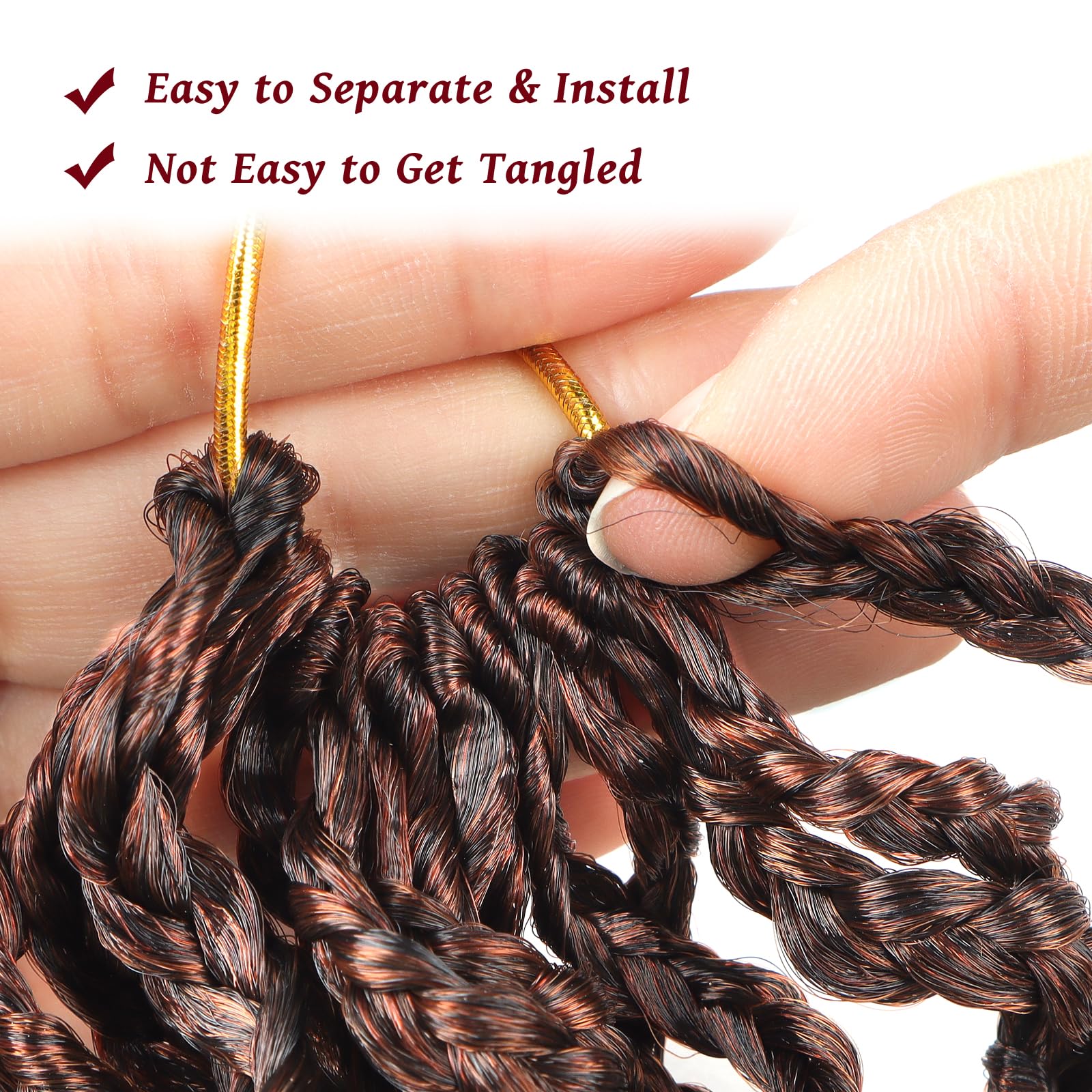 Datanala GoGo Curl Crochet Hair 12 Inch Water Wave Crochet Hair 8 Packs Long Beach Curl Crochet Braiding Hair Synthetic Extensions For Women (T350 - Image 3