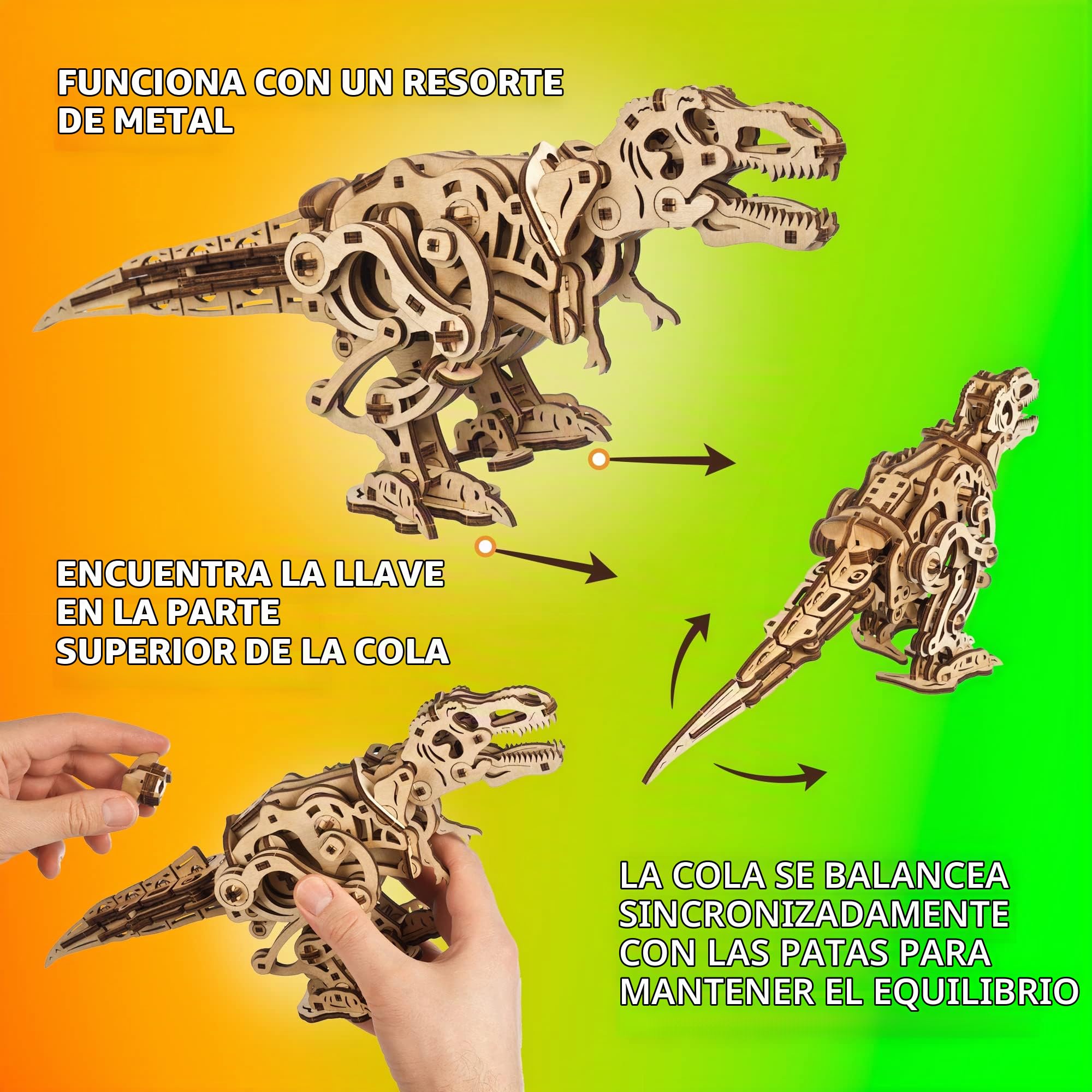 UGEARS Tyrannosaurus Rex - Maqueta Madera 3D para Adultos - Puzzle Madera 3D Mecánico - Modelismo Maquetas para Construir Y Montar - Maqueta 3D Dinosaurio Set de Rompecabezas Adultos