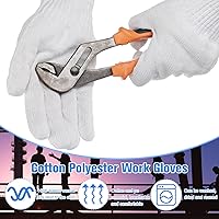 Vista 3 de Sintuff 100 Pares de Guantes Forros de Algodón para Barbacoa de Punto de Cuerda de Poliéster Guantes de Seguridad para Cocinar, Asar a la Parrilla