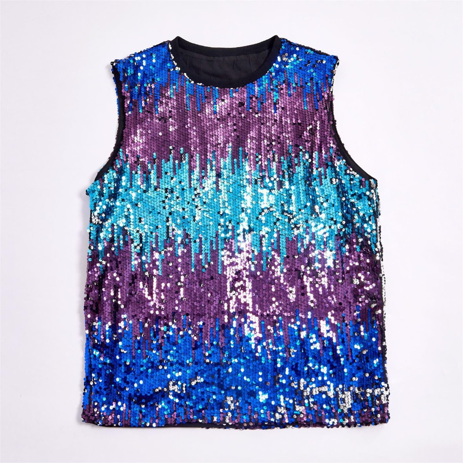 Tank Top Herren -Sleeveless Shirt Ärmelloses Glitzerndes Pailletten- es Muskelshirt für Karneval Partys Clubs Raves Konzerte – bequem atmungsaktiv modisch
