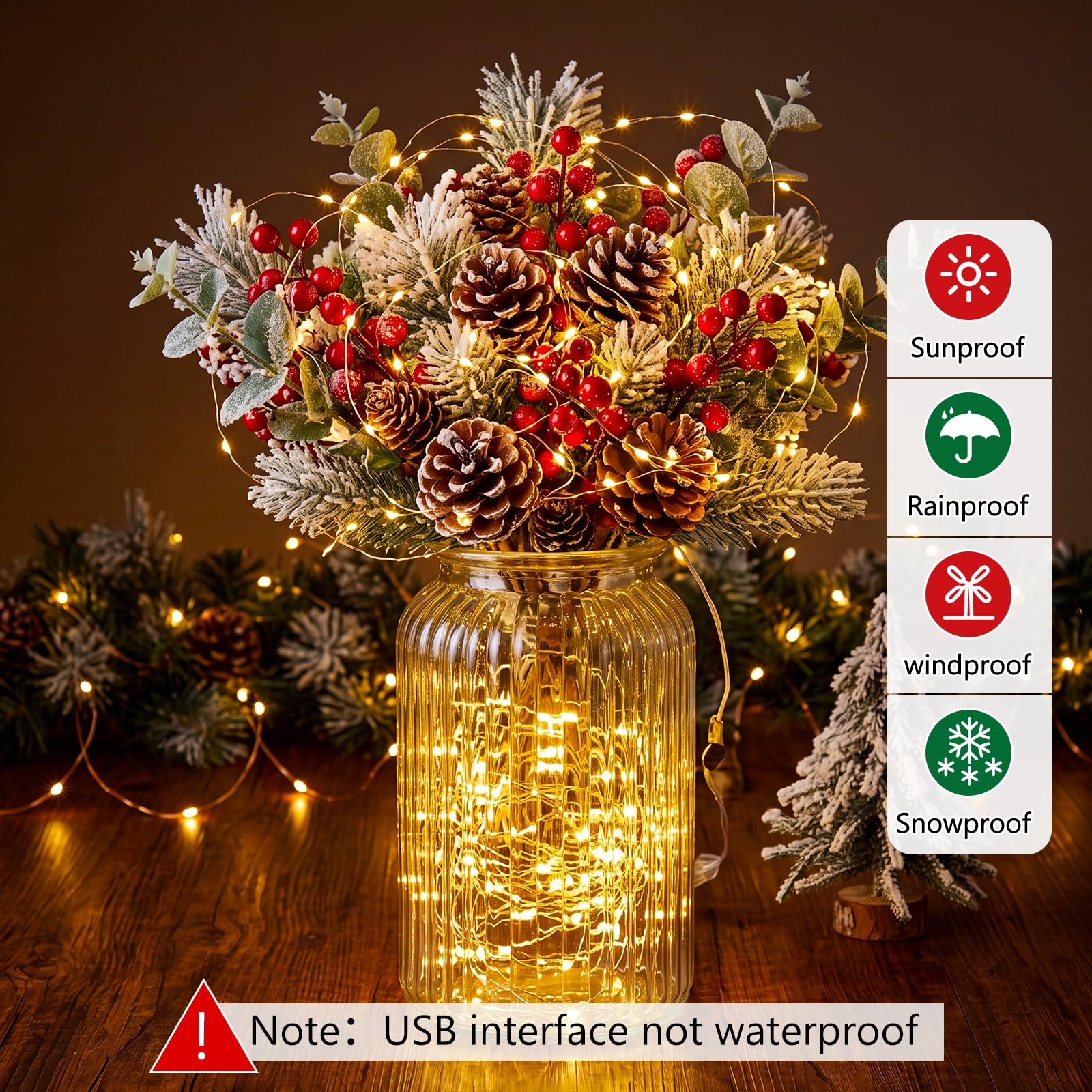 Macarrie Lot de 18 guirlandes lumineuses alimentées par USB - 4,9 m - 50 LED - Pour intérieur ou extérieur - Pour chambre à coucher, bricolage, fête, mariage, maison, festival, arbre, jardin
