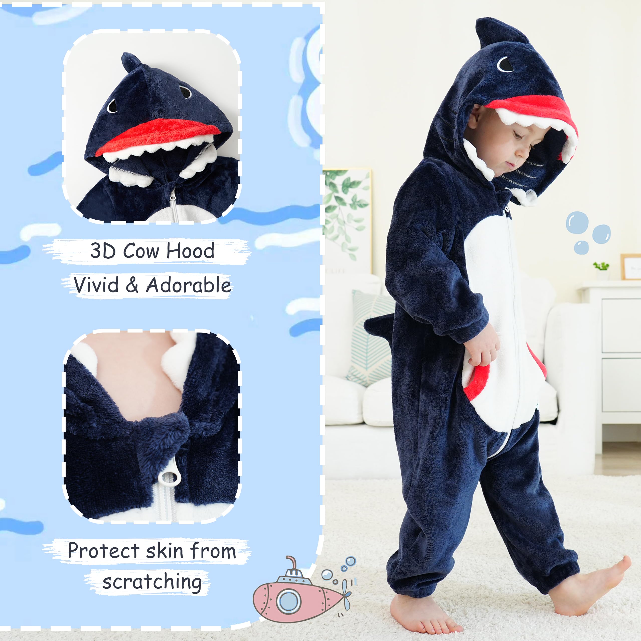 LOLANTA Costume da Animale per Bambino Unisex, Costume da Animale con Cappuccio per Bambino, Tuta Sindacale in Flanella