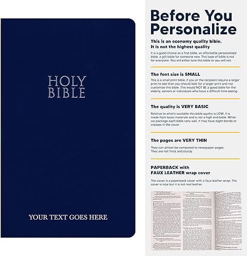 Miniatura 2 de Biblia NIV personalizada Nueva versión internacional Biblia de piel sintética Biblia económica con nombre personalizado hasta 3 filas de texto con