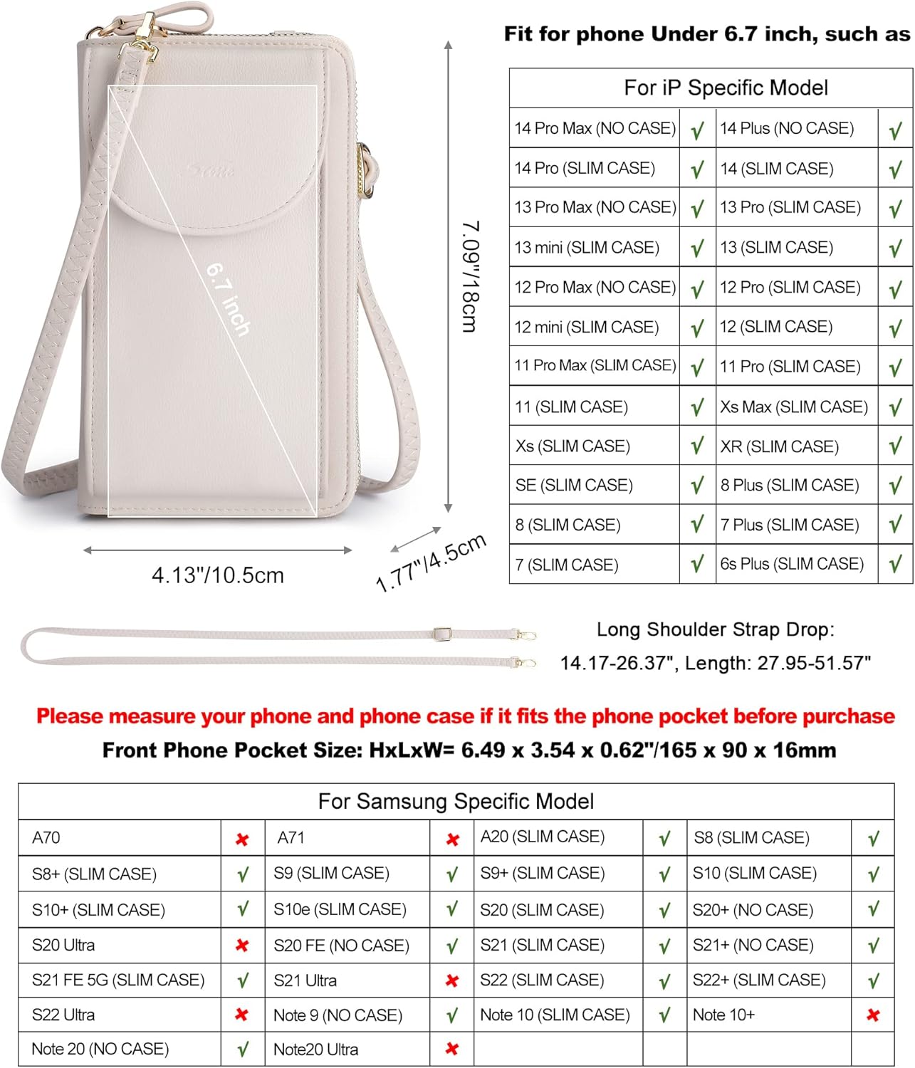 S-ZONE Small Crossbody Bags for Women Cell Phone Purse RFID Blocking Wallet Purses with Credit Card Slots - Image 3