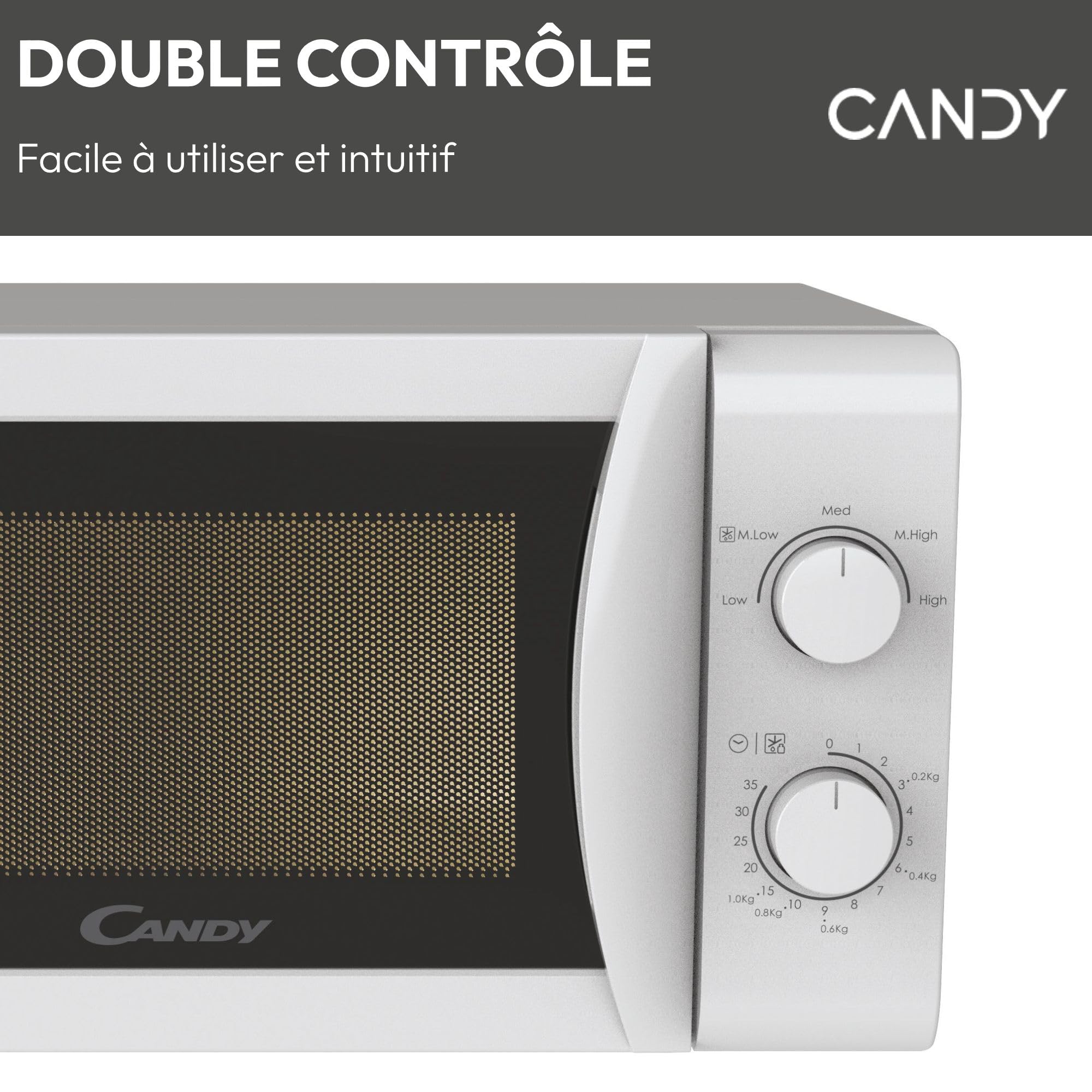 Candy Idea CMW20SMW Four Micro-ondes 700 W 20L, Fonction Décongélation, Plateau Tournant, Blanc
