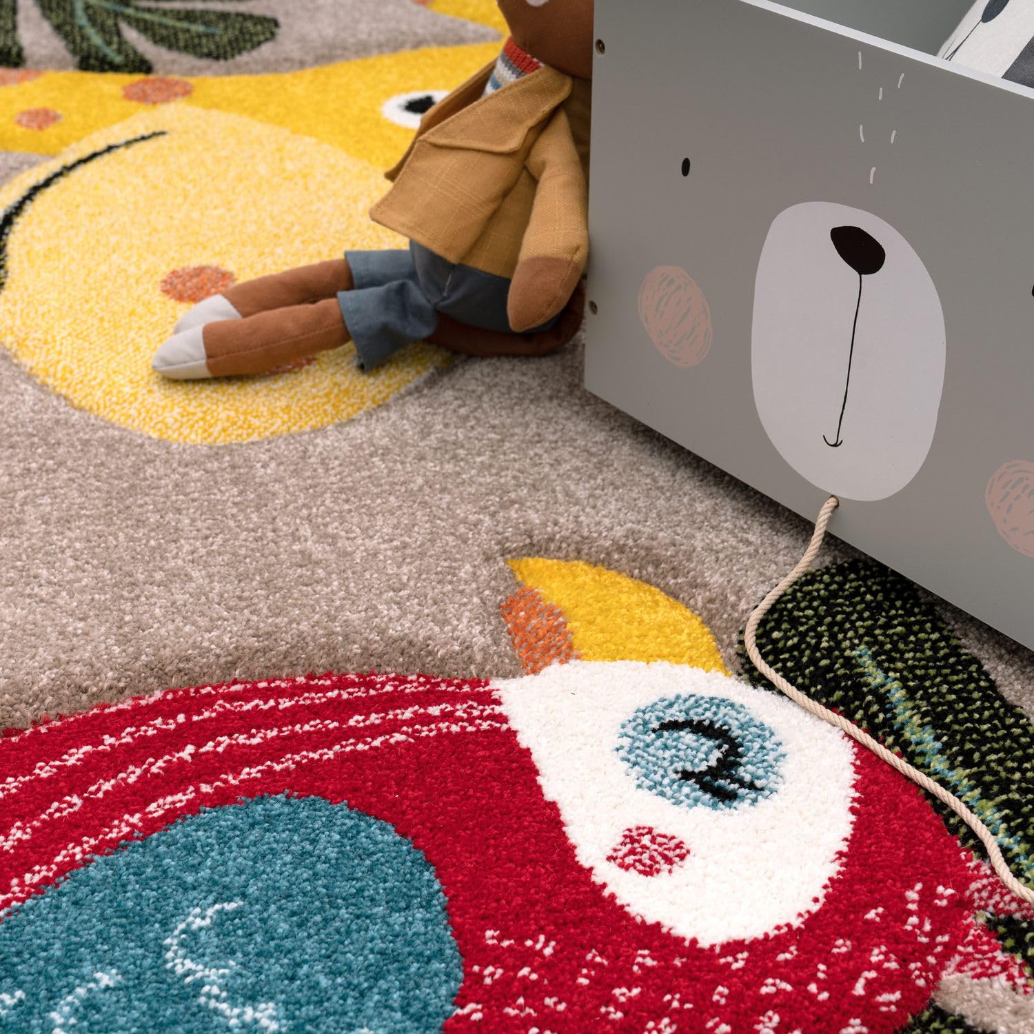 TT Home Alfombra para Niños Moderna Motivo Animal Jungla, Color:Verde Beige Marron, Tamaño:160x230 cm