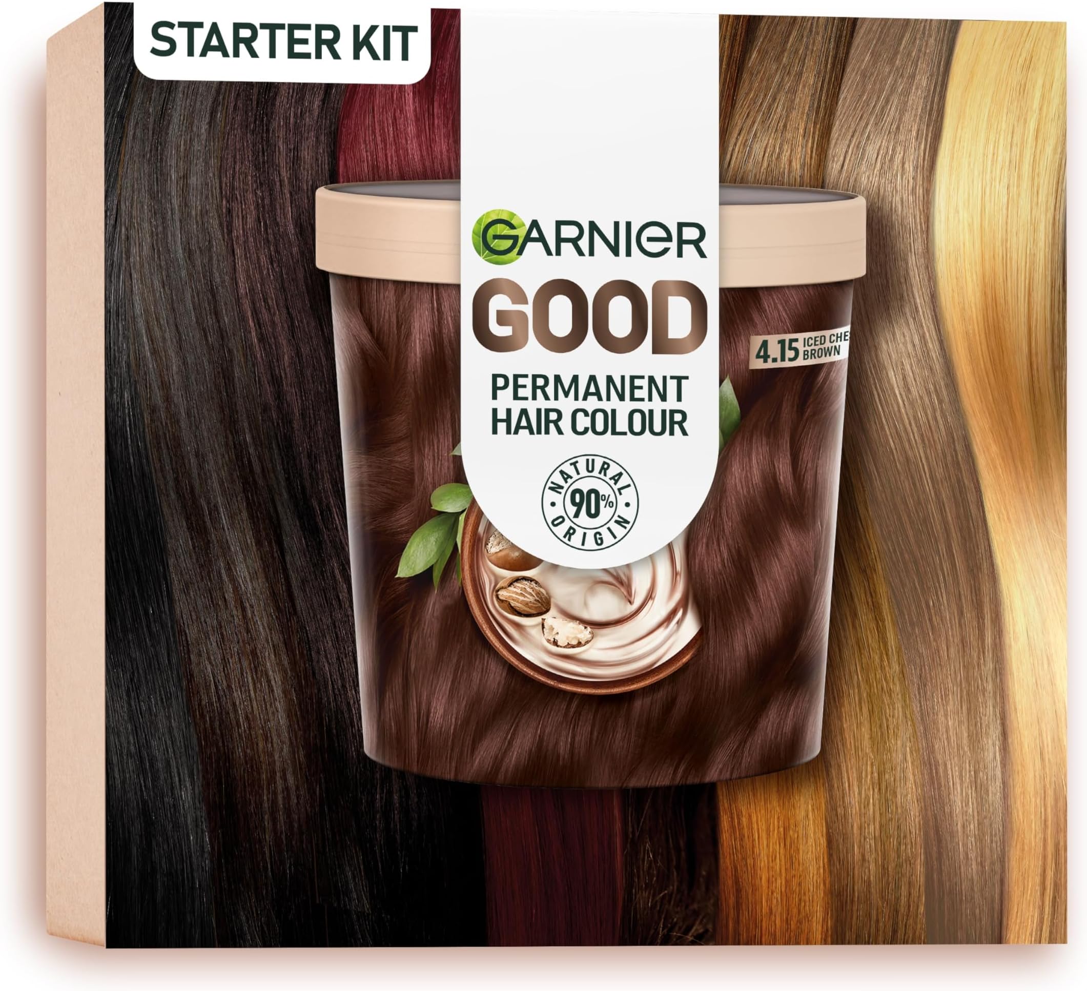 Good Permanent Hair Dye Premium Starter Kit, 4.15 Iced Chestnut Brown, Up To 100% Grey Coverage, 8 Weeks Long-Lasting Colour, No-Drip Application