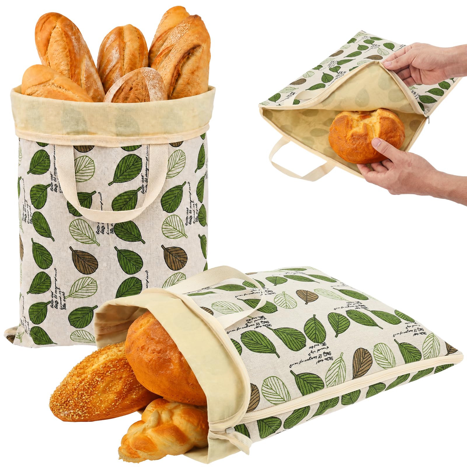 2Pcs Beeswax Sourdough Bag,Beeswax Bread Bag Zipper Reusable Linen Food Storage Bags to Keep Loaf Fresh for Homemade Sourdough Bakery Essentials,13x17inch (Style5)