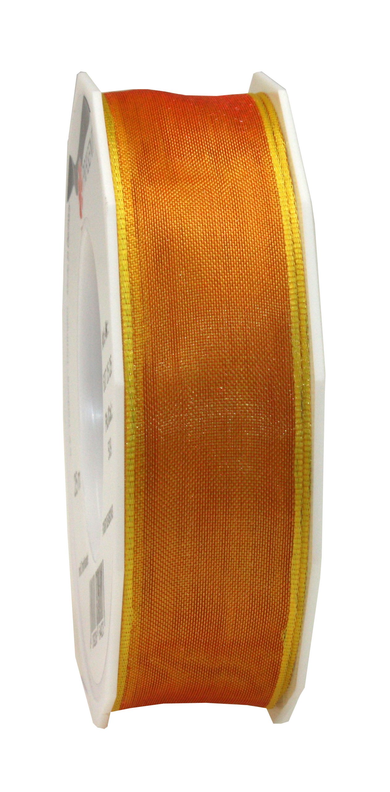 C.E. Pattberg Präsent - Four Seasons Organza wired edge Ribbon Orange 25 mm width, 25 m length, Yellow, 25mm - 25m