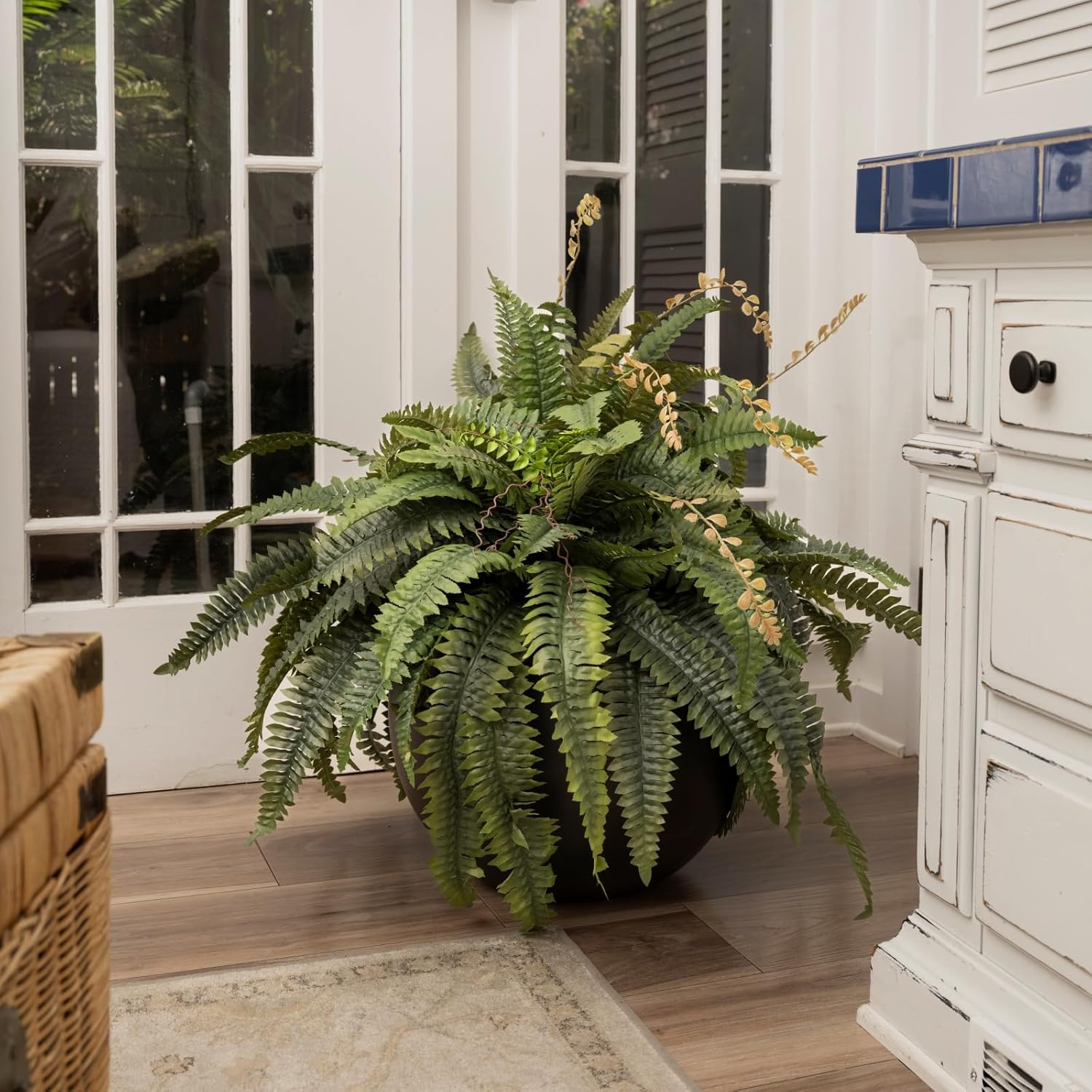 CQURE 50" Large Fake Fern Artificial Ferns for Outdoors,96 Fronds Realistic Artificial Boston Ferns Bush Plant for Indoor Garden Porch Decor (Lifelike,UV Resistant,No Maintenance) - Image 7