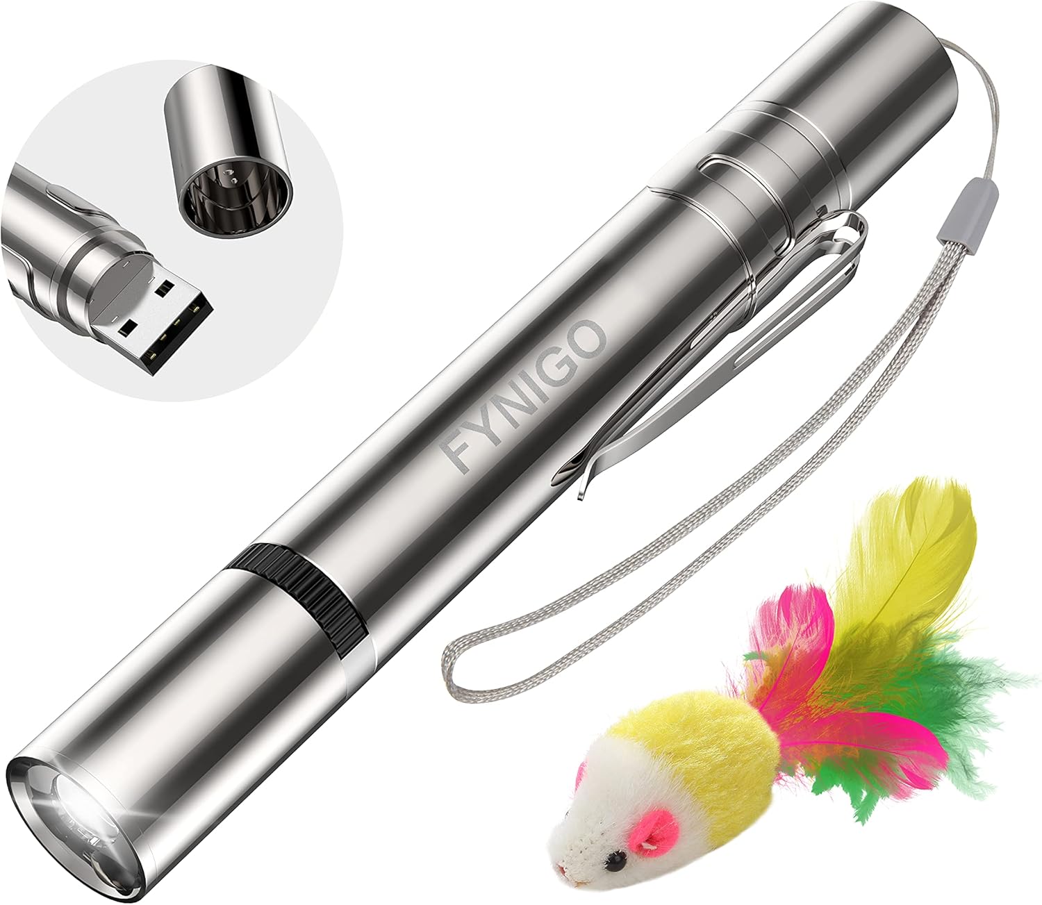 FYNIGO Cat Toys,Interactive Cat Toy for Indoor Cats,4 in 1 Function,Rechargeable Cat Light Toy