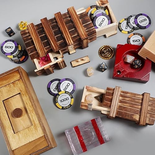 Miniatura 5 de Paquete de 5 cajas secretas de madera con compartimento secreto 3D caja de rompecabezas de madera secreta rompecabezas de madera regalos difíciles