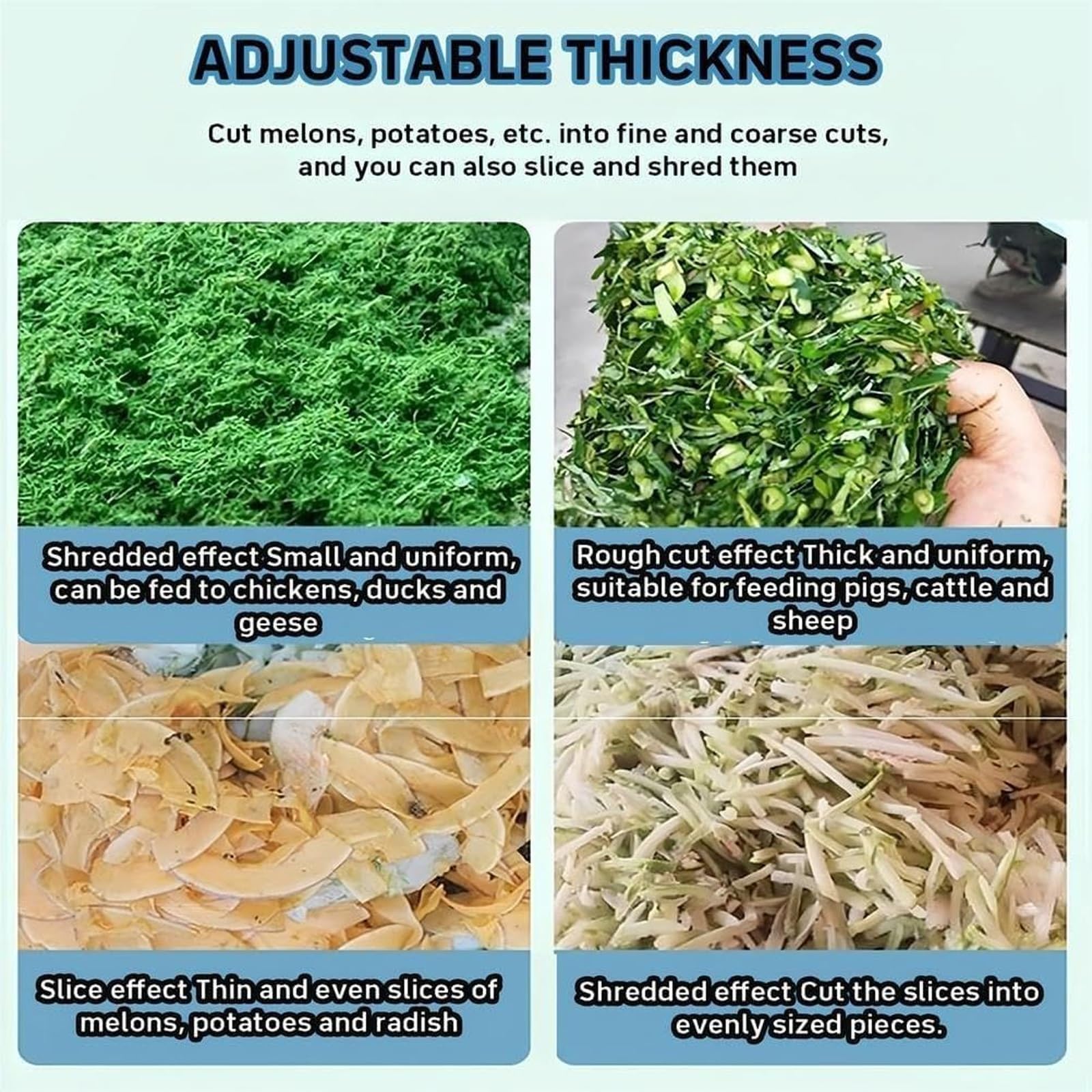Trituradora de pasto Picadora de pasto para corte, Molino de alimento para animales de 2500 W, Molinillo de alimento para animales de alta resistencia de 4000 RPM, Espesor